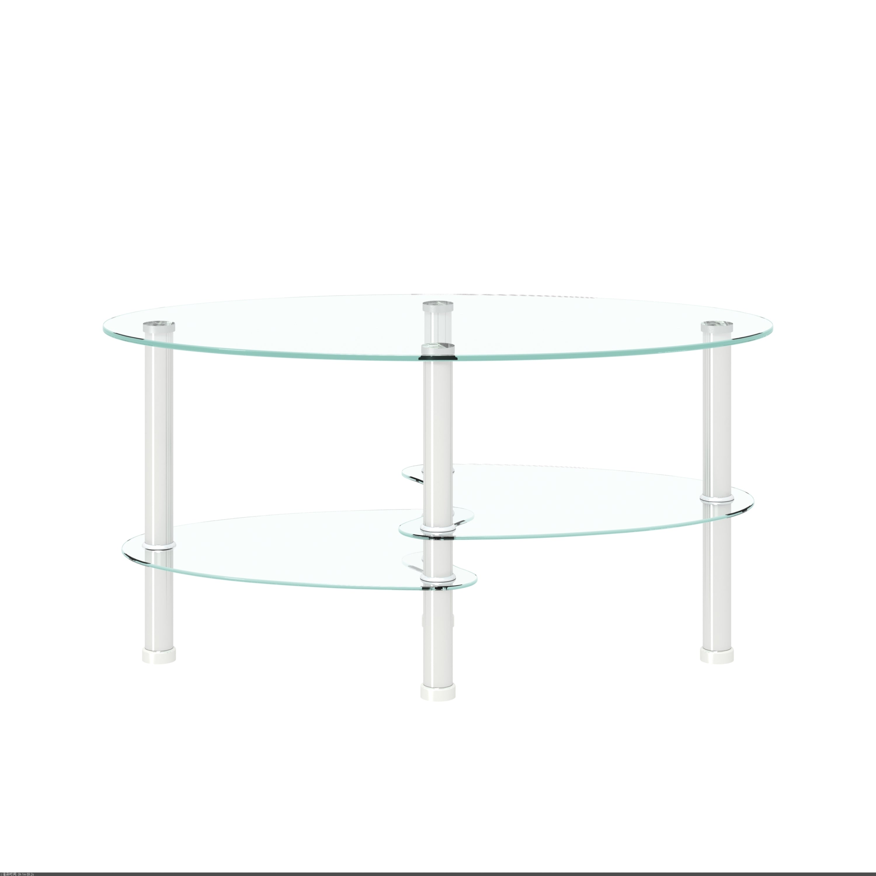 Modern Oval 3 Tier Clear Glass Coffee Table with Stainless Legs