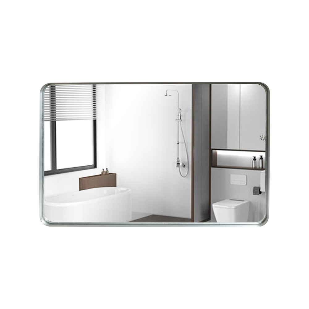 30" x 20" Aluminum Silver Rounded Corner Rectangle Bathroom Vanity Mirror