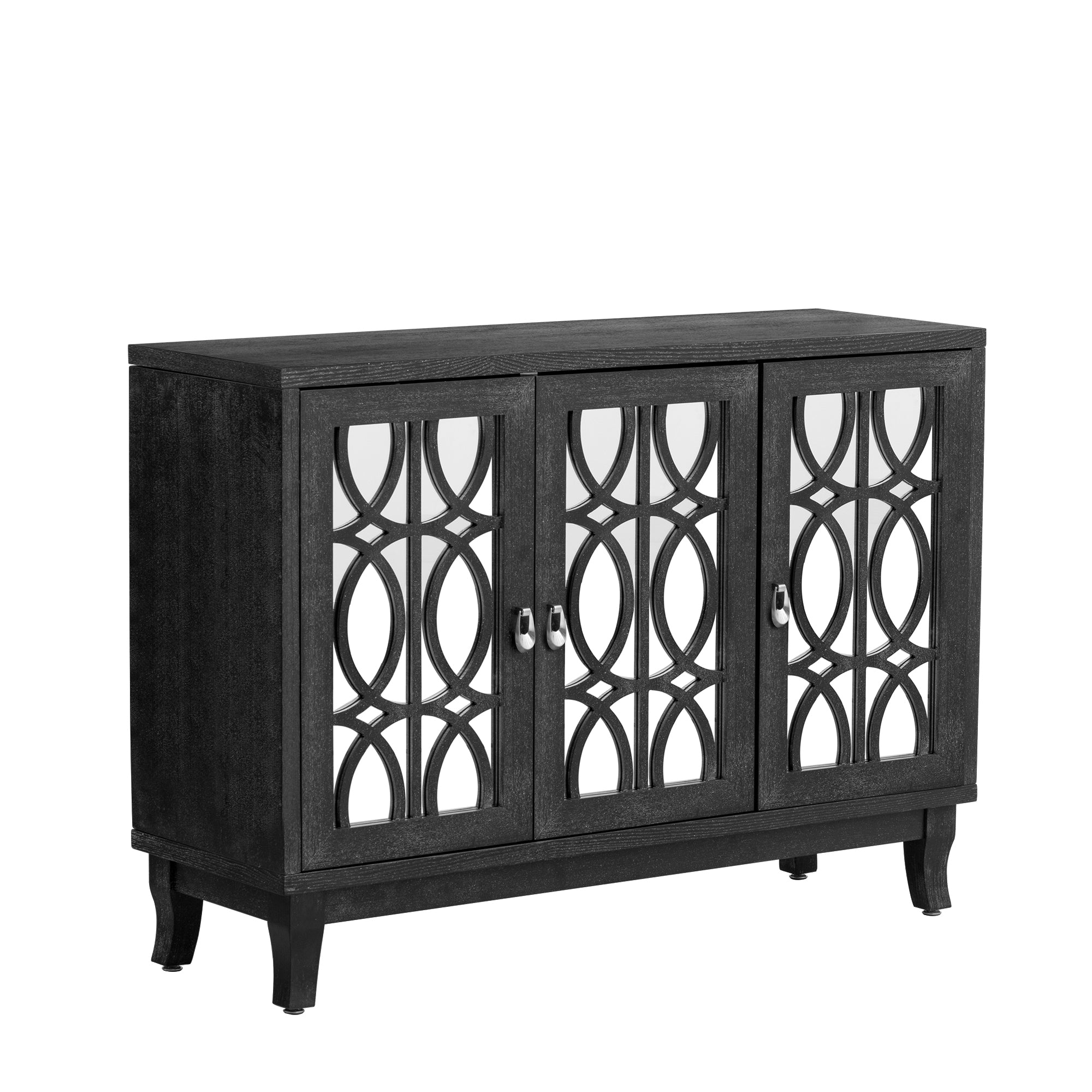 47" Console Accent Table, Sideboard With Mirrored Doors