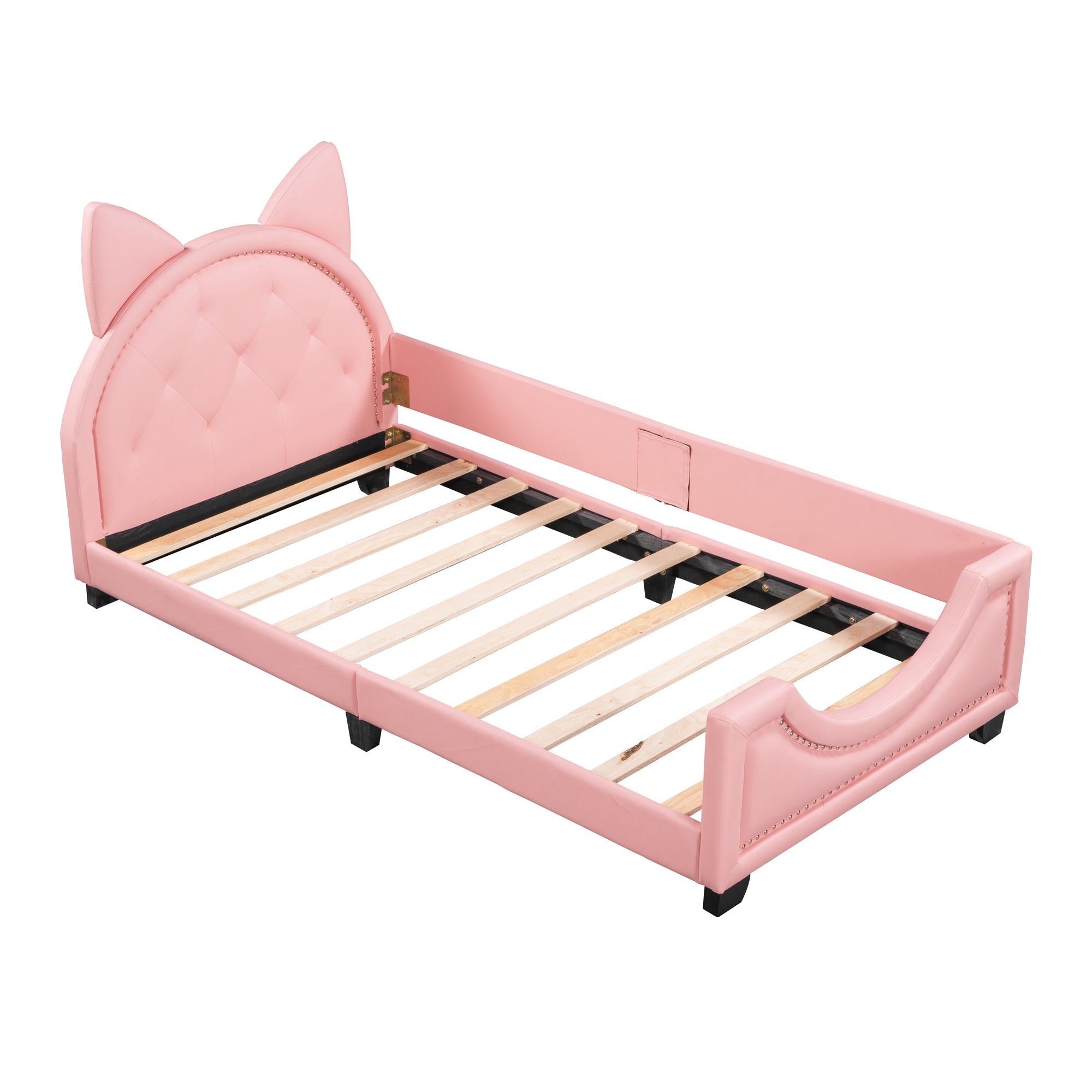 Merida Pink Faux Leather Twin Platform Bed