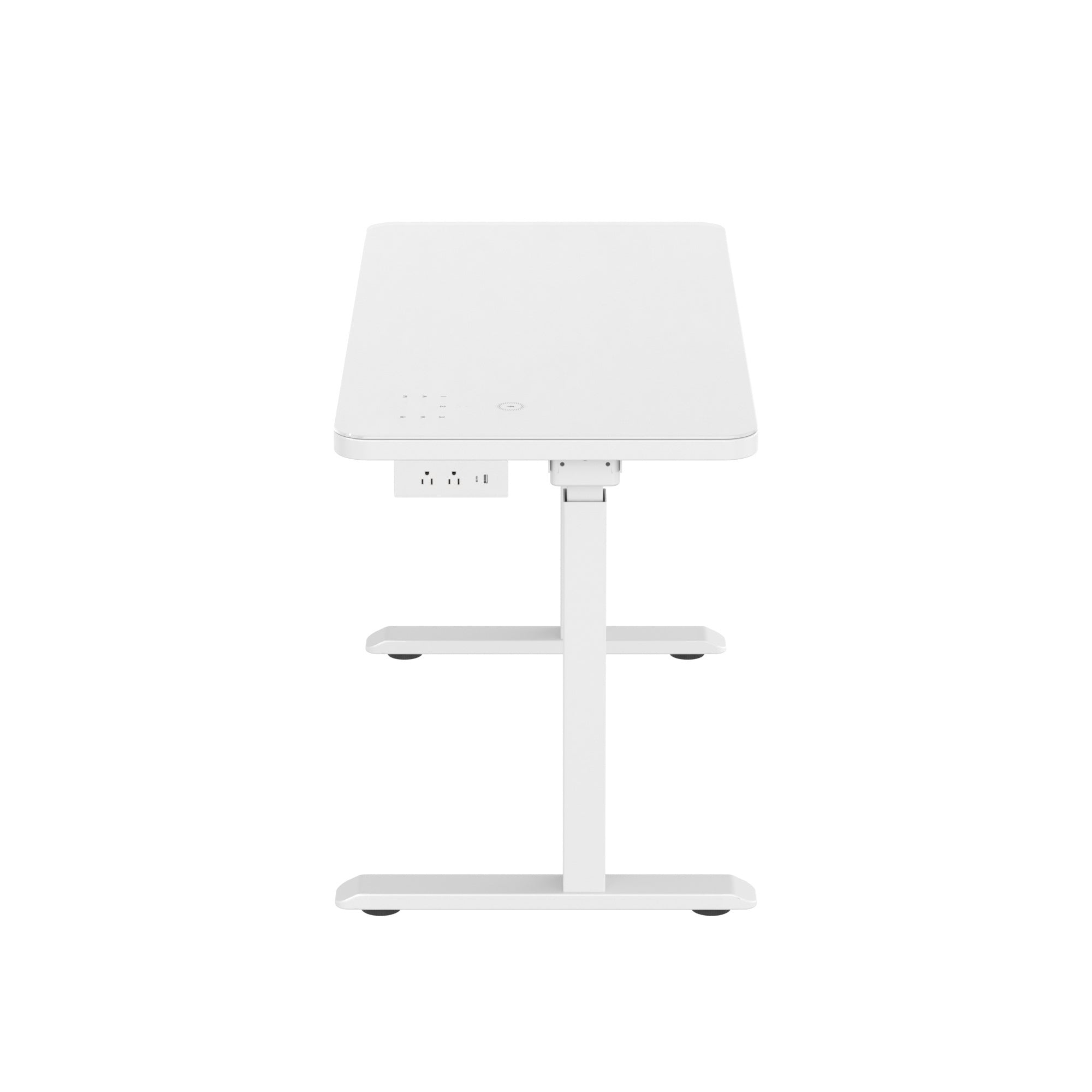 Kasway®Smart Electric White Frosted Glass Top Standing Desk With Wireless Charge, Touch Control Panel,3 Adjustable Height, USB Charge Port And Outlet