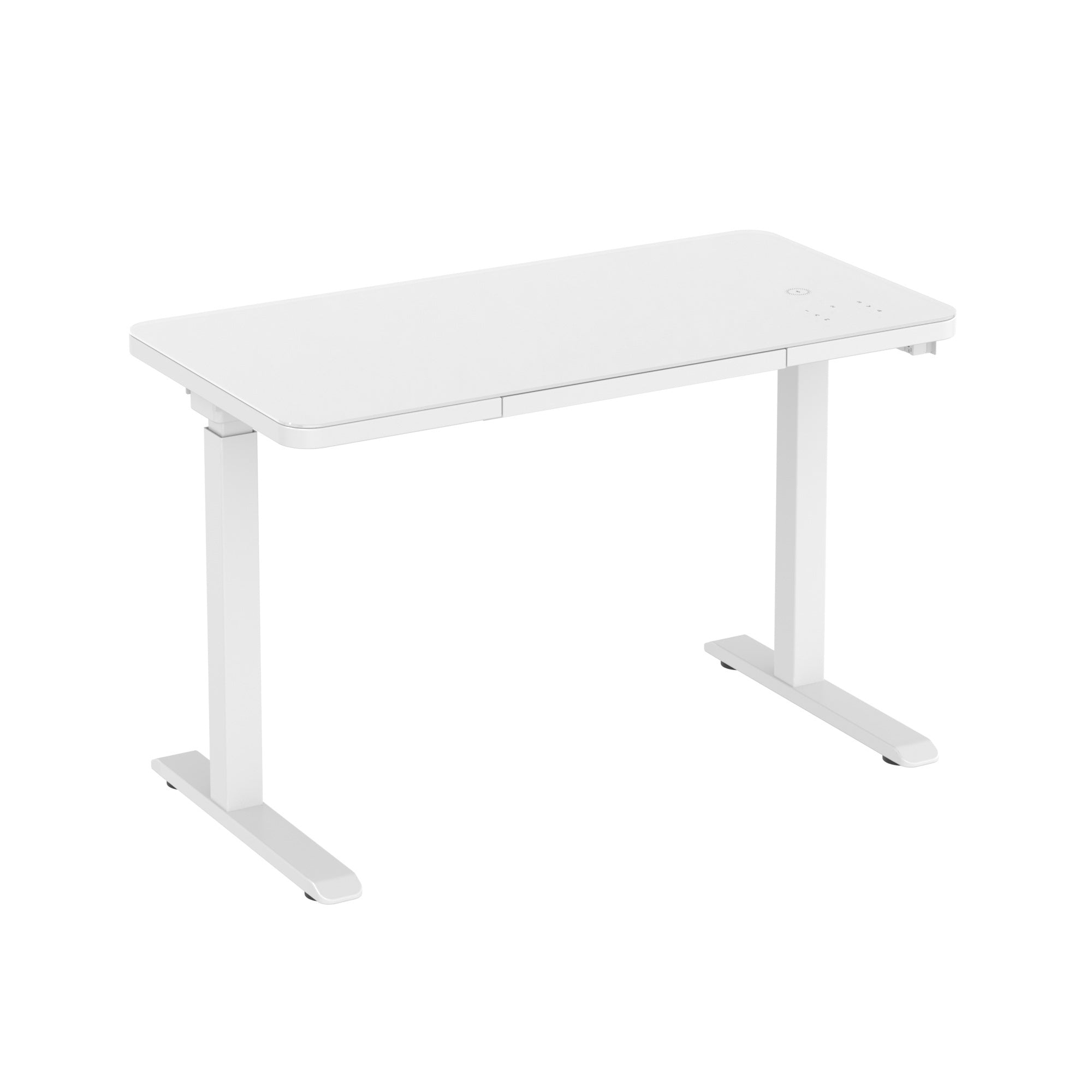 Kasway®Smart Electric White Frosted Glass Top Standing Desk With Wireless Charge, Touch Control Panel,3 Adjustable Height, USB Charge Port And Outlet