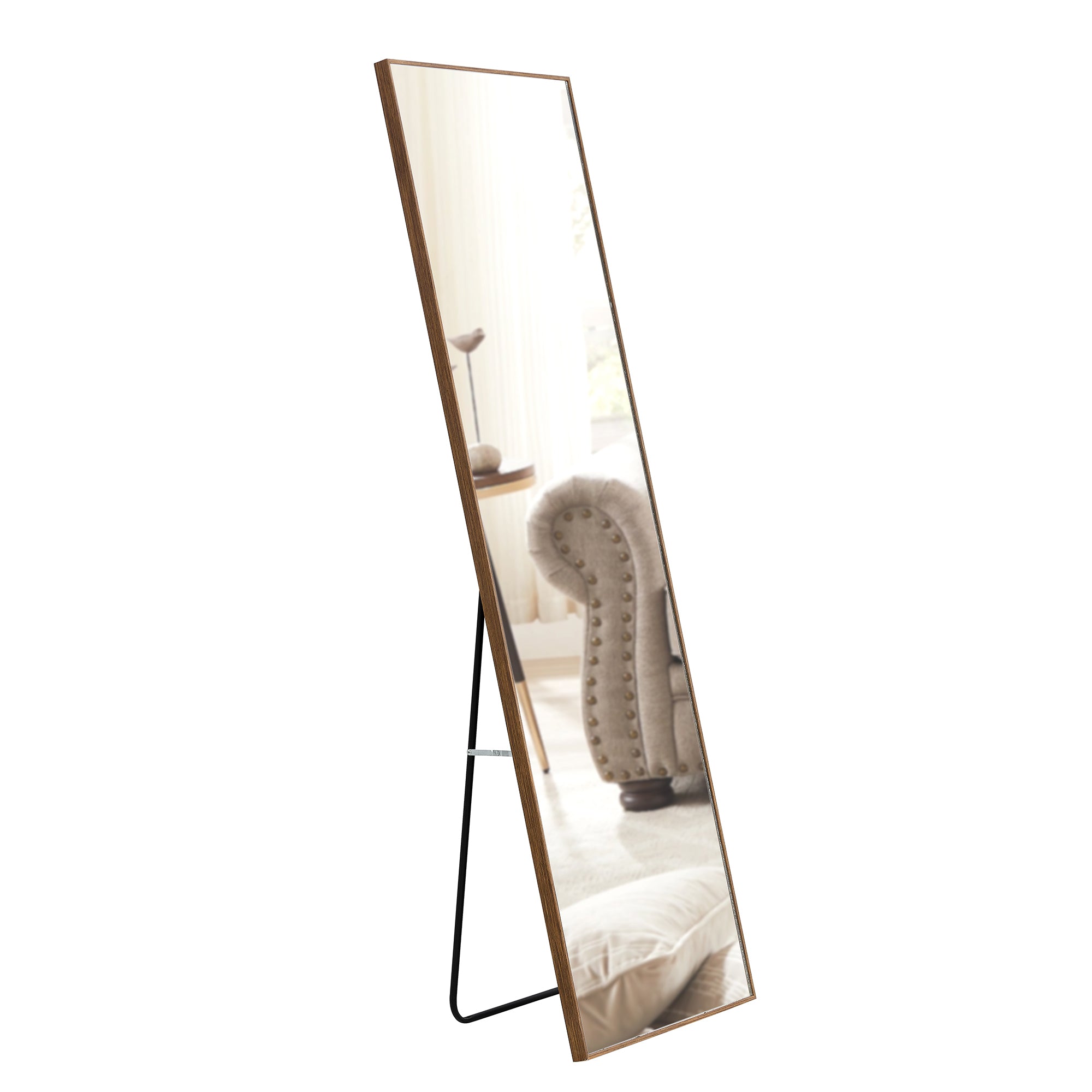 60" X 17" Brown Wood Frame Standing Floor or Wall Mirror