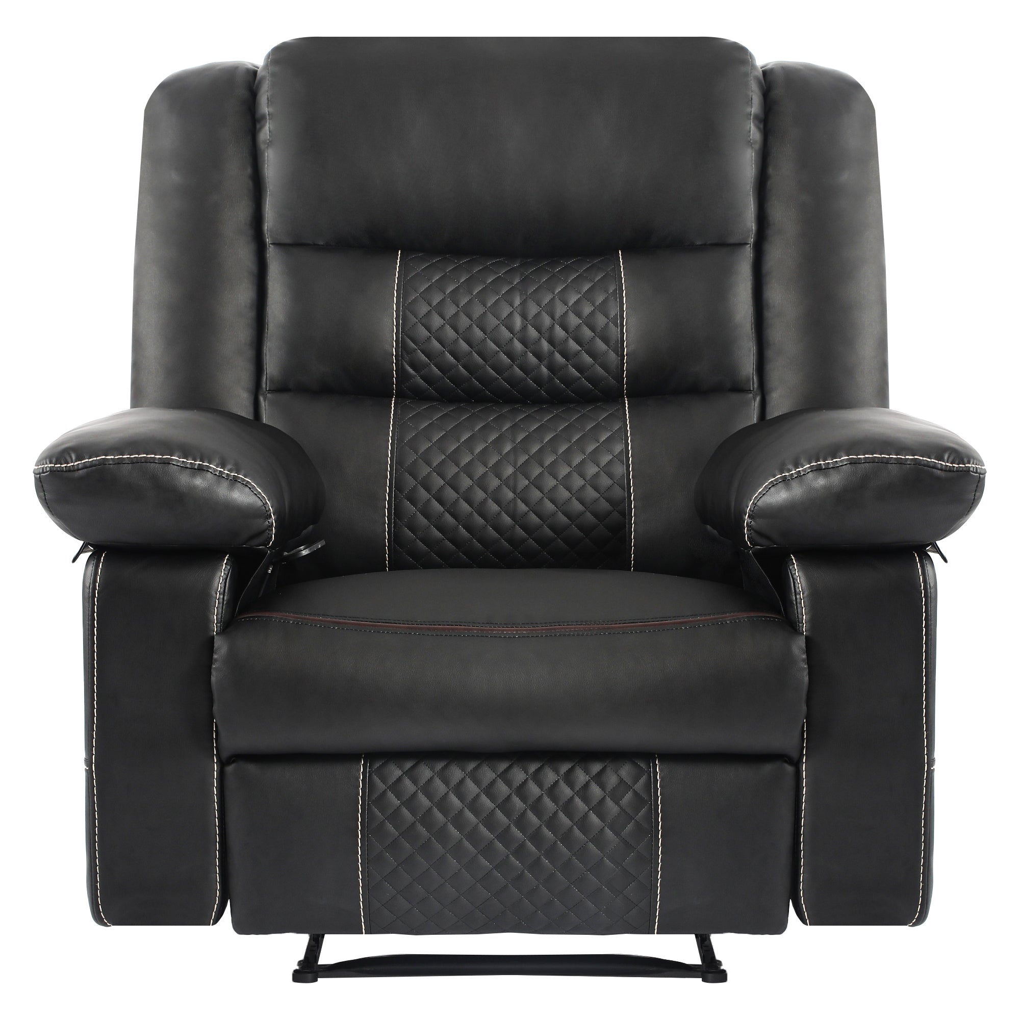 Stanley Black Faux Leather Recliner Chair with Massage and Heat