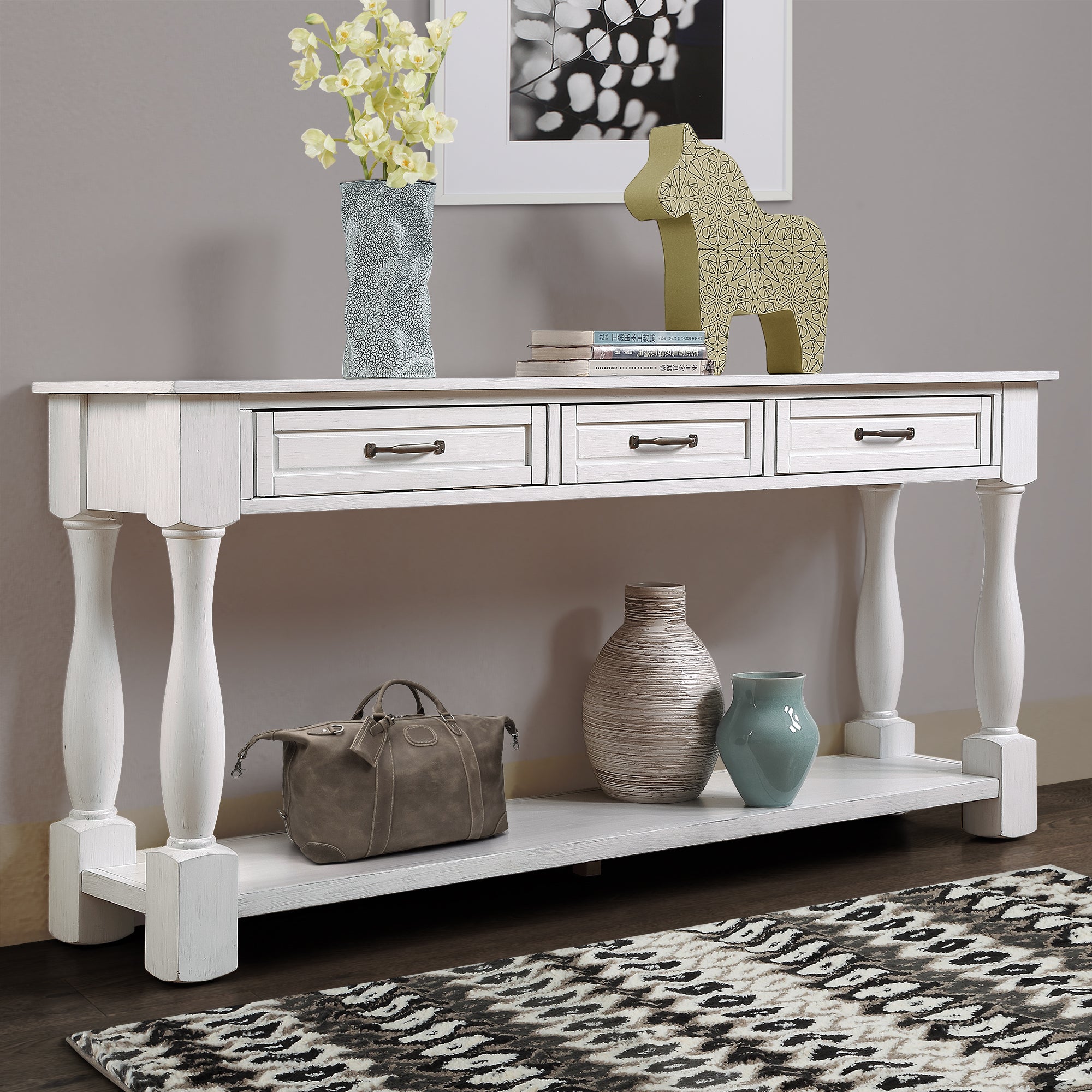 Anderson 63" Wood Entryway Accent Console Table Storage Sideboard