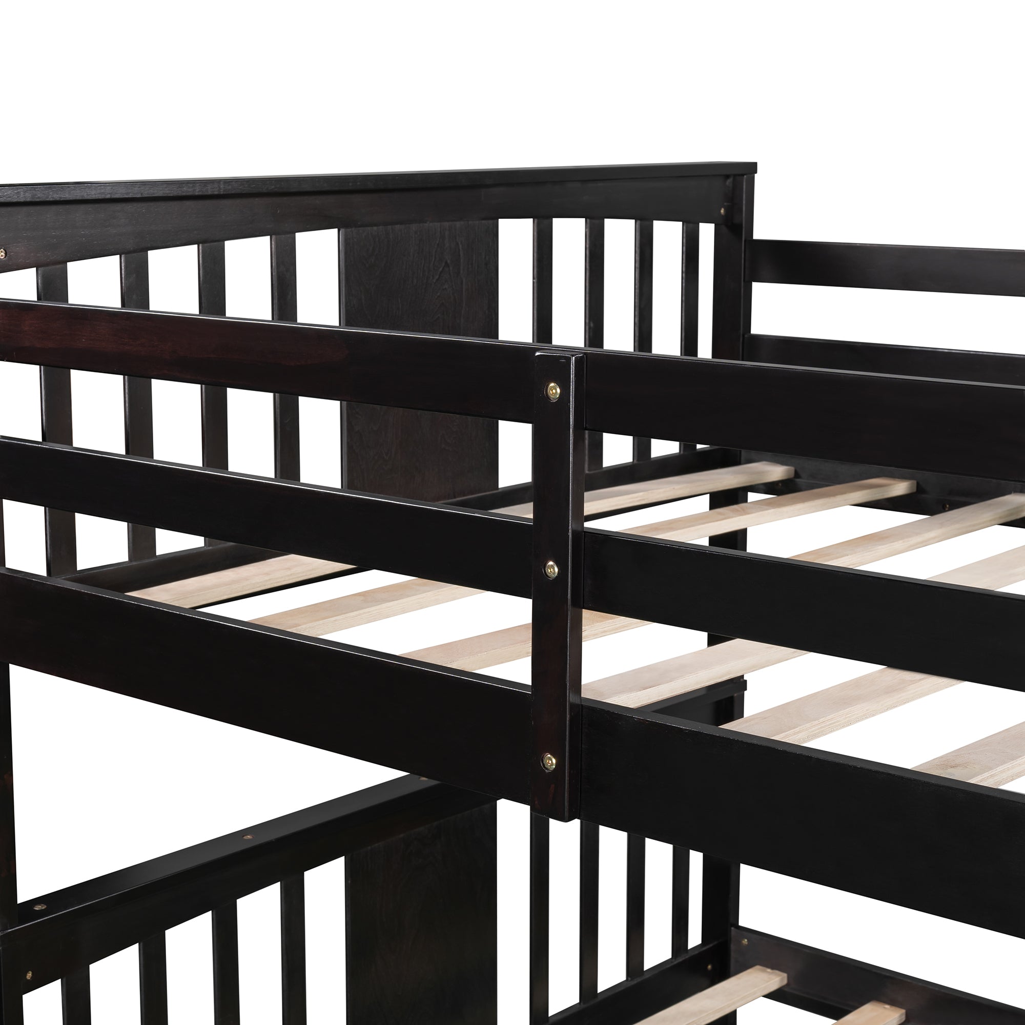 Tommy Espresso Full over Full Solid Wood Convertible Bunk Bed with Ladder