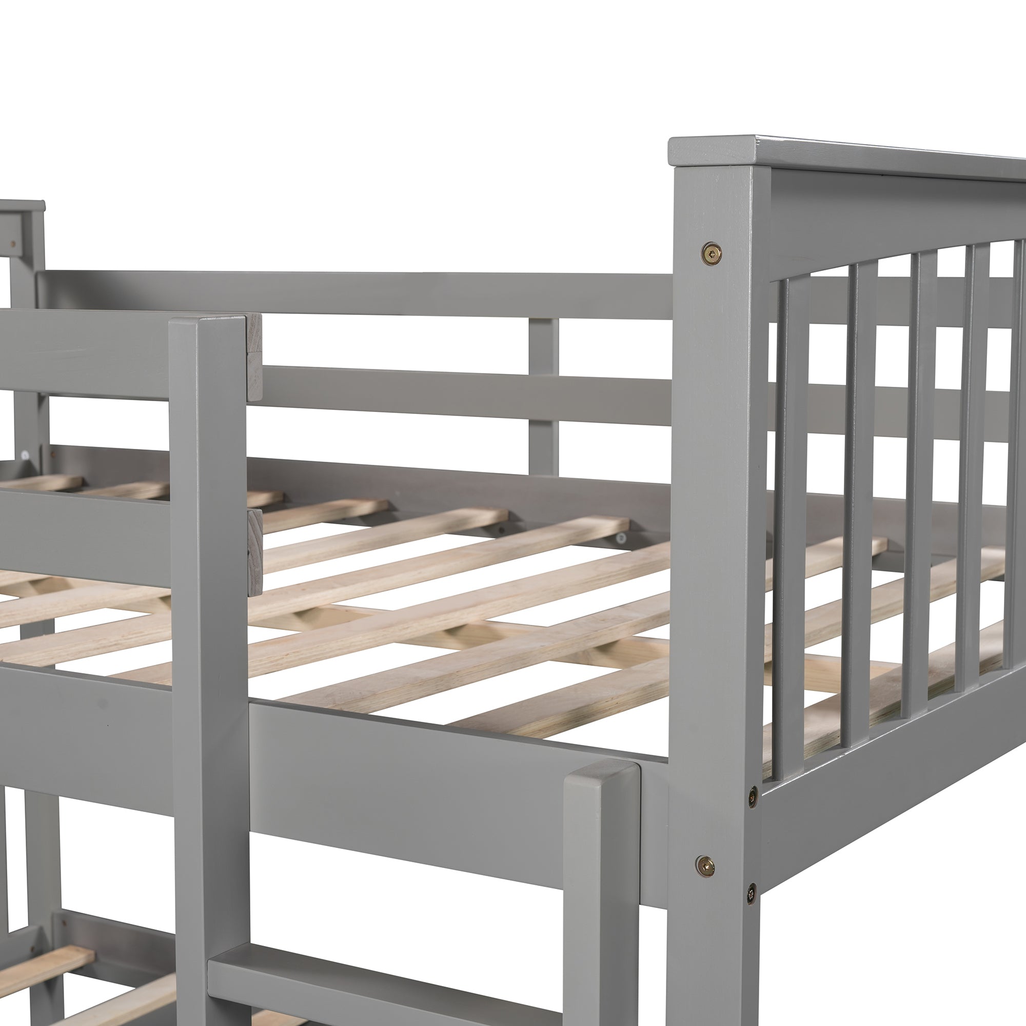 Jayden Gray Solid Wood Full over Full Bunk Bed with Ladder