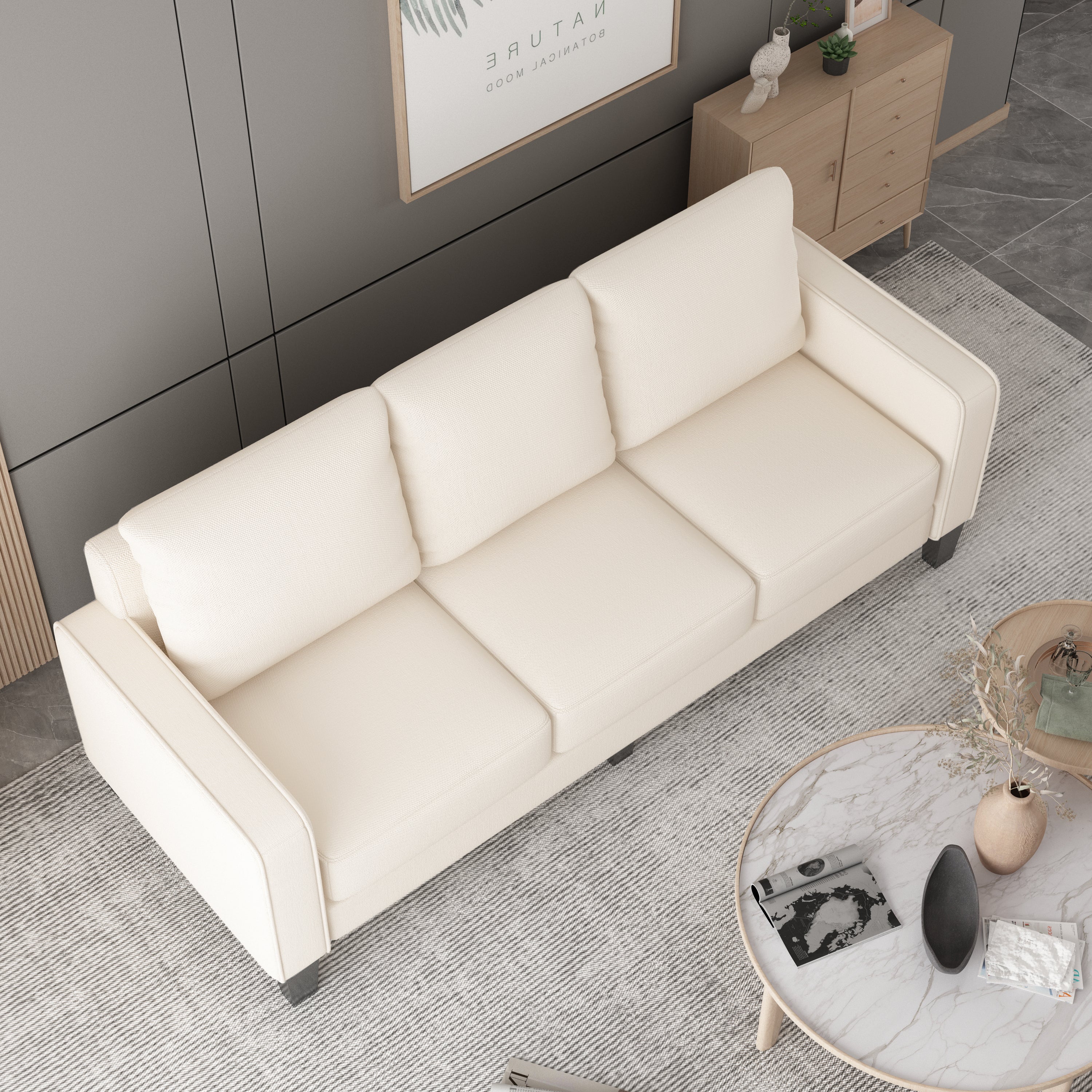 Amari 75" Beige Linen Sofa