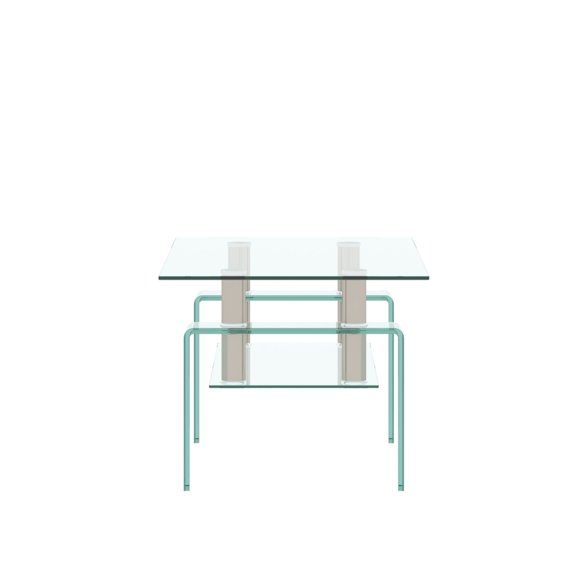 Modern Clear Tempered Glass Coffee Table with Bent Glass Legs