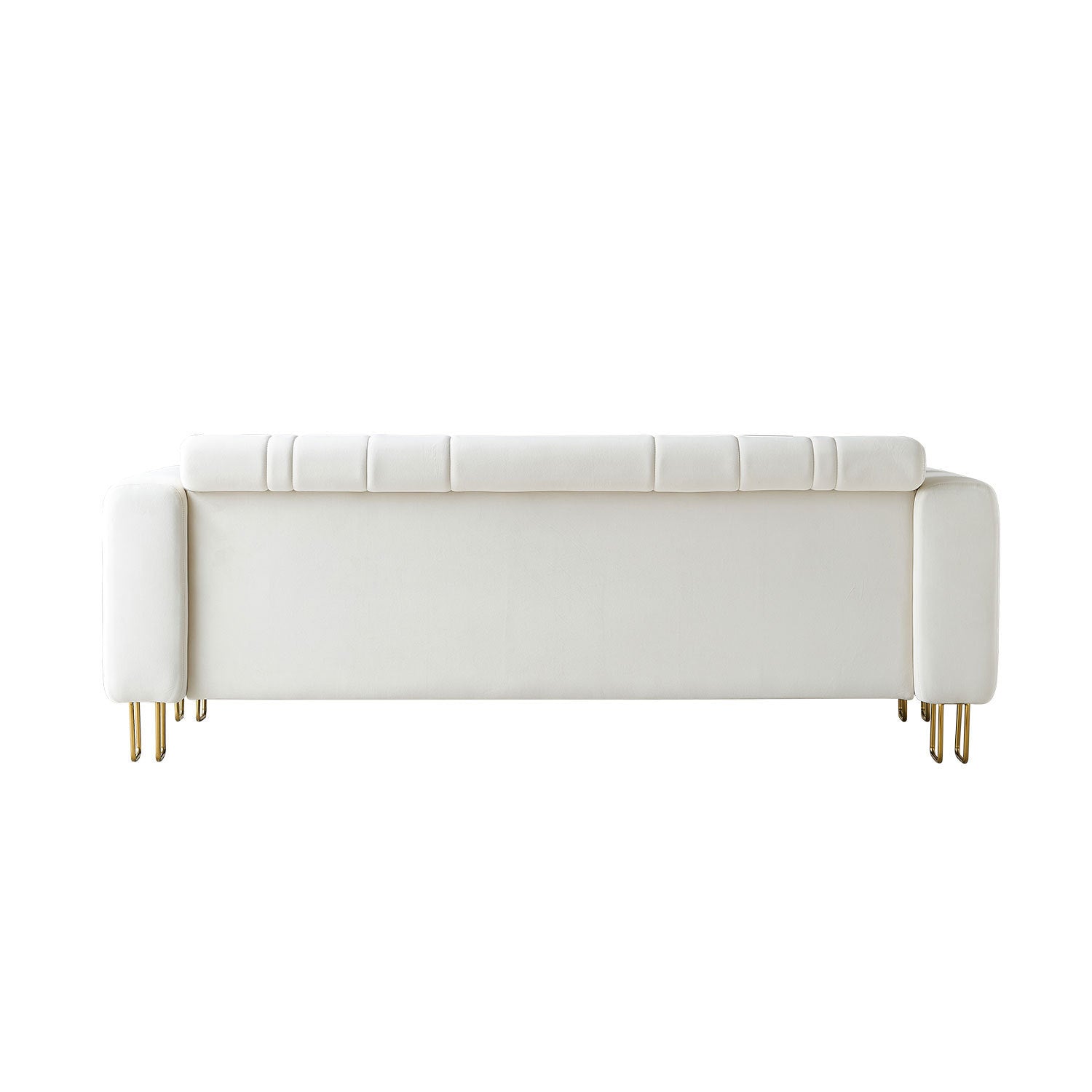 Leonardo 85" Modern Beige Velvet Sofa
