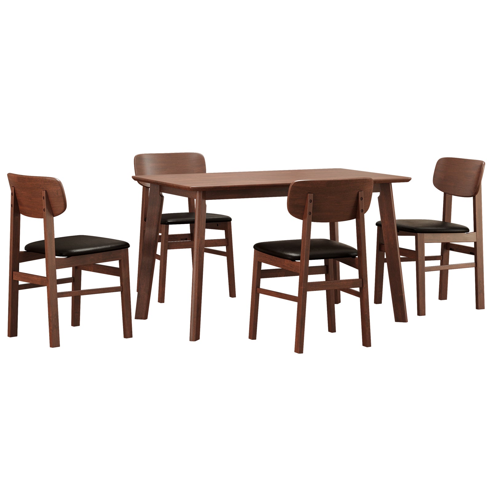 Oslo Brown Solid Wood 5pc Dining Set Table and 4 Chairs