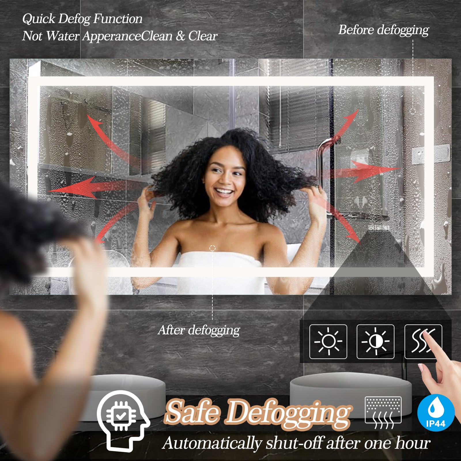 60" x 32" LED Bathroom Vanity Mirror with Touch Control Anti-Fog & Dimming