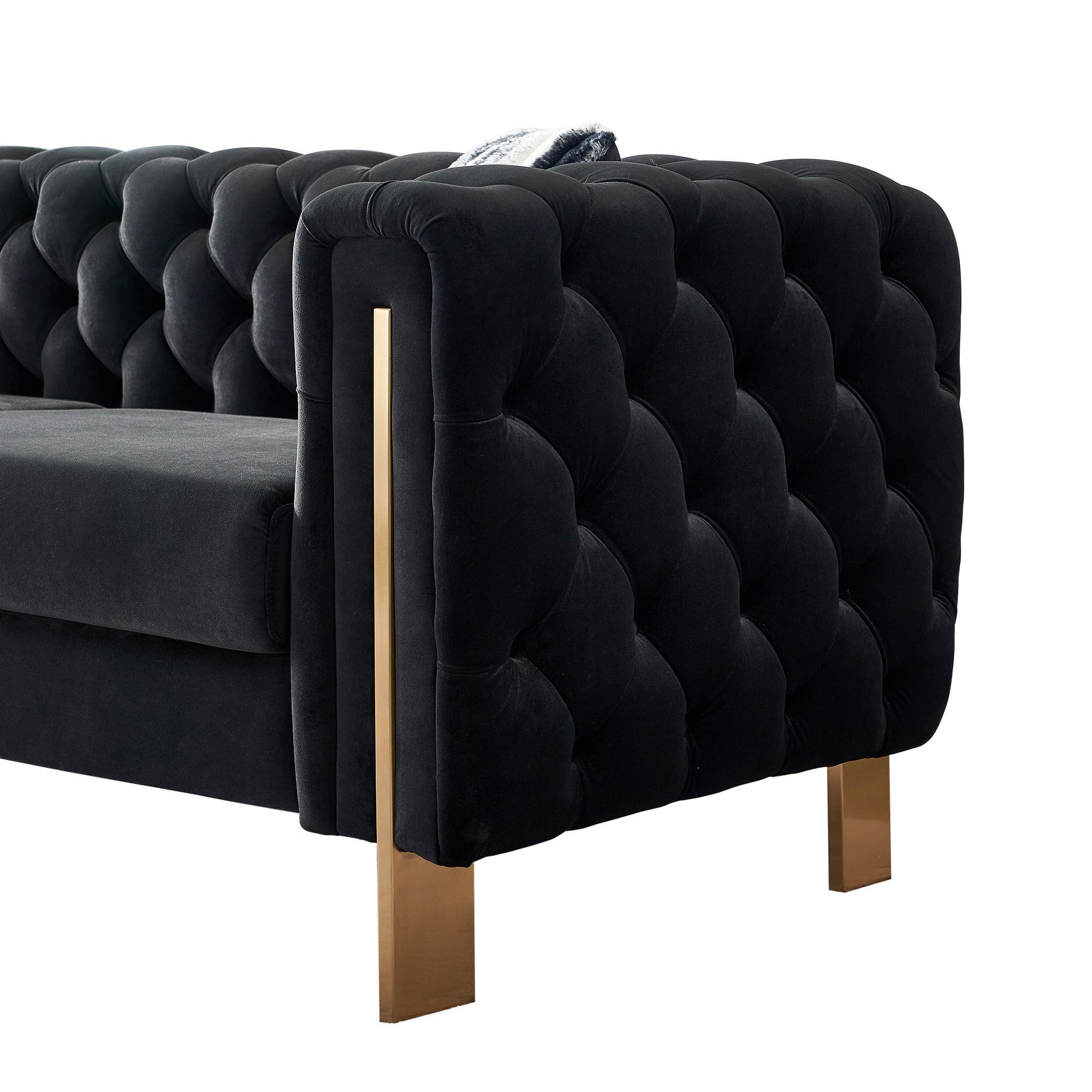 84" Giodani Modern Black Velvet Sofa