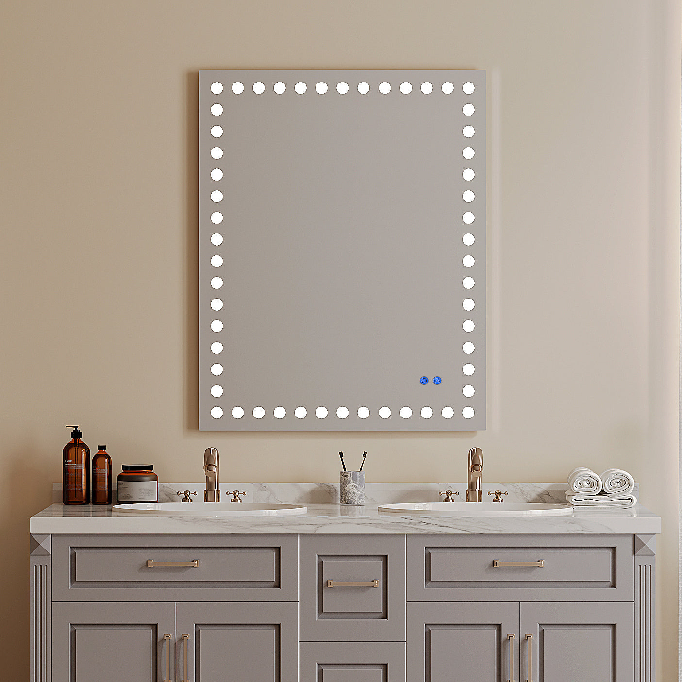 40" X 32" Inch LED Bathroom Wall Mirror with Touch Sensor Switch and Anti-Fog