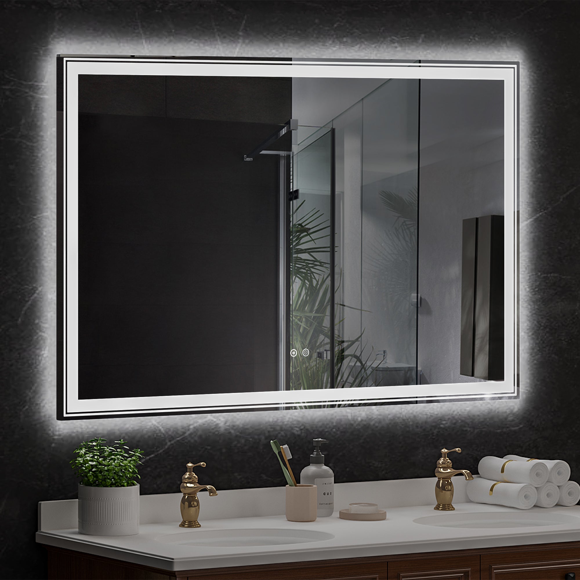 55"×36" inch LED Bathroom Vanity Mirror, Anti-Fog Memory, Adjustable Brightness