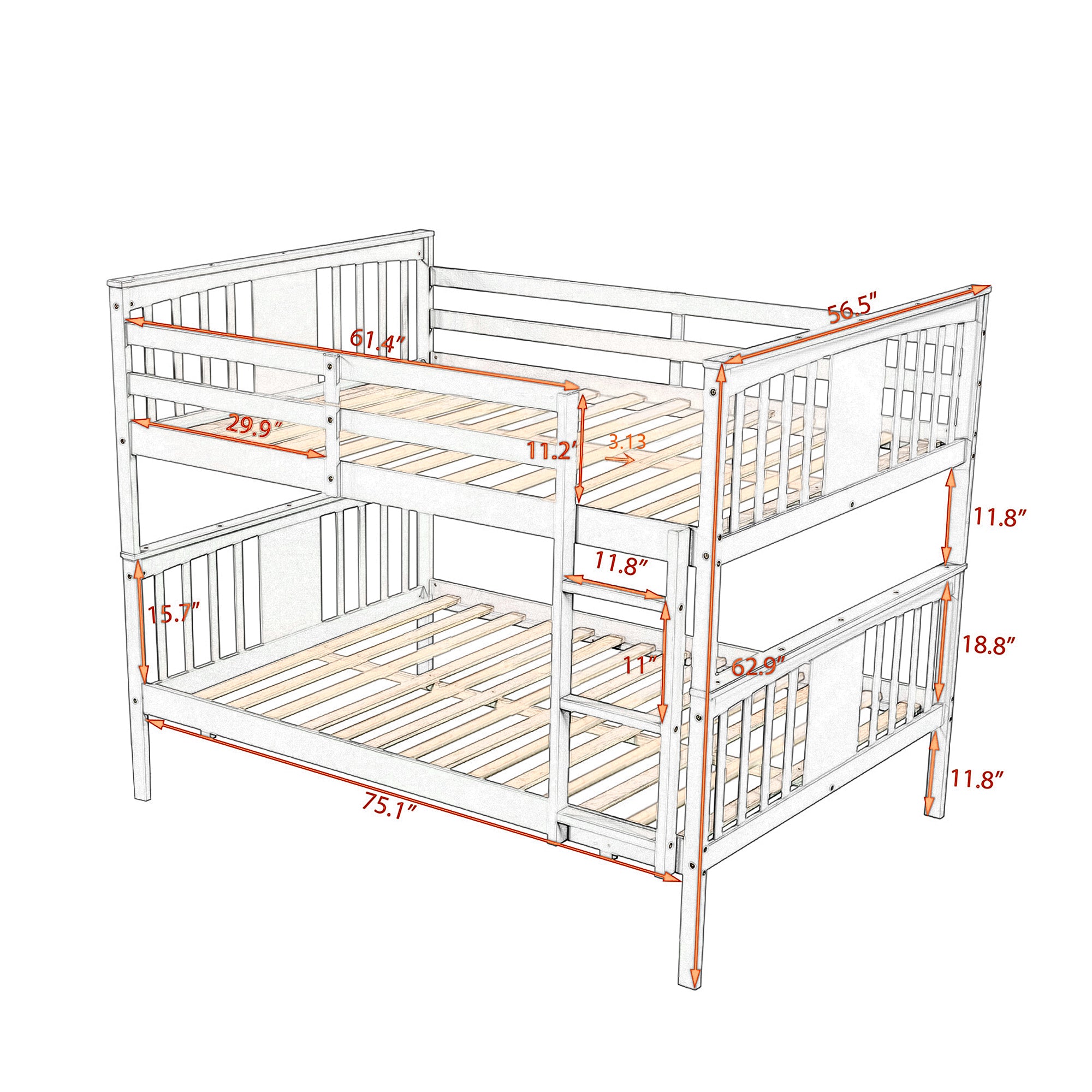 Tommy Espresso Full over Full Solid Wood Convertible Bunk Bed with Ladder