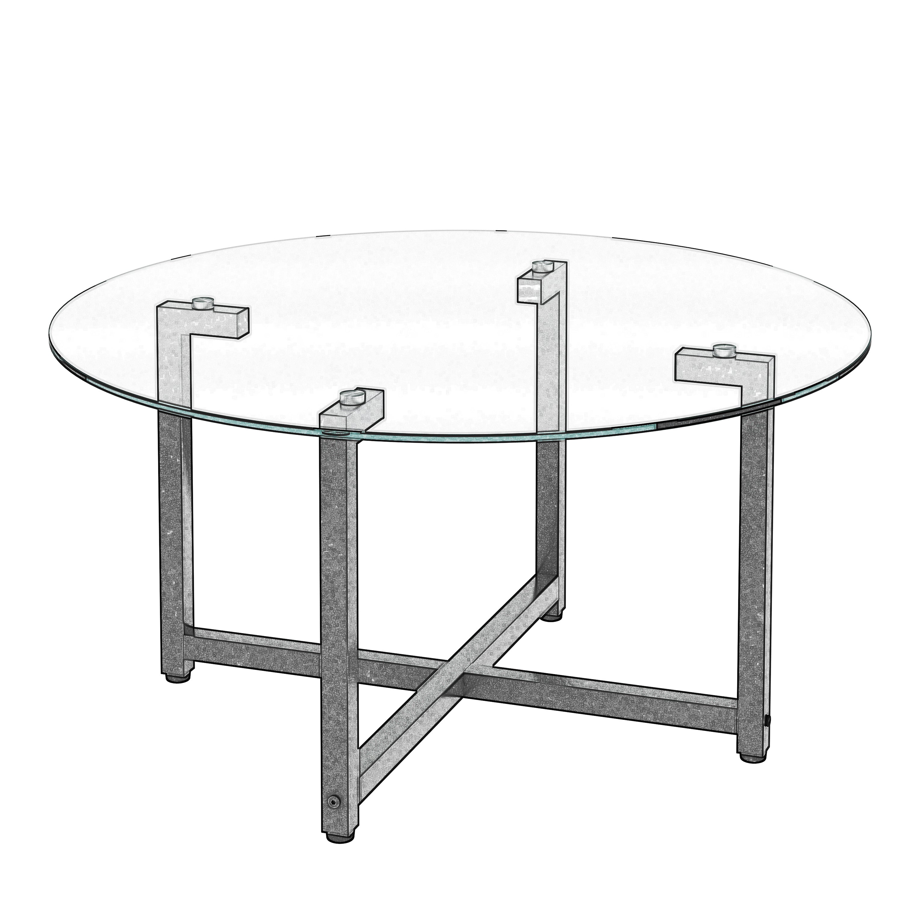 35.5" Round Clear Tempered Glass Coffee Table