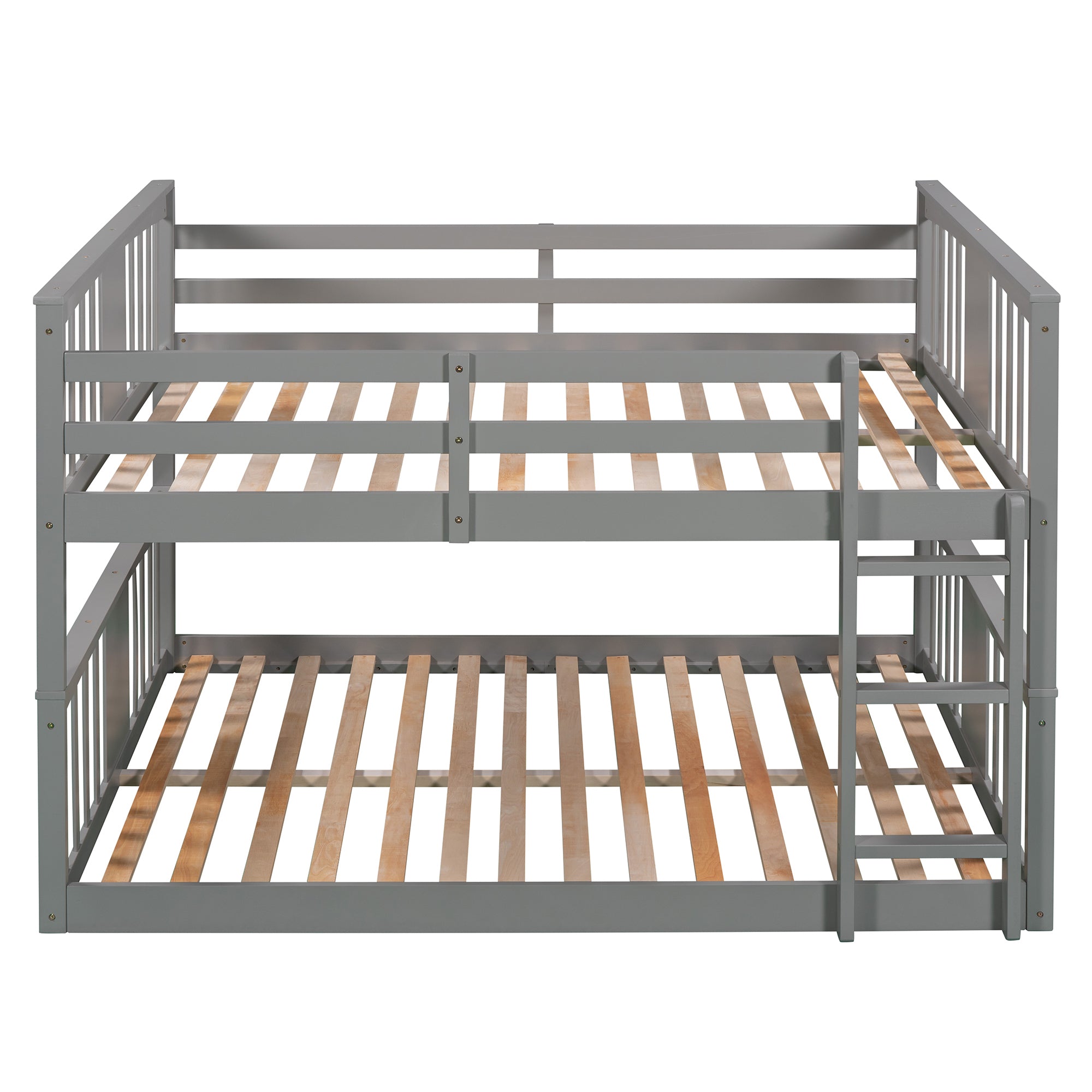 Karl Gray Solid Wood Full Over Full Bunk Bed with Ladder