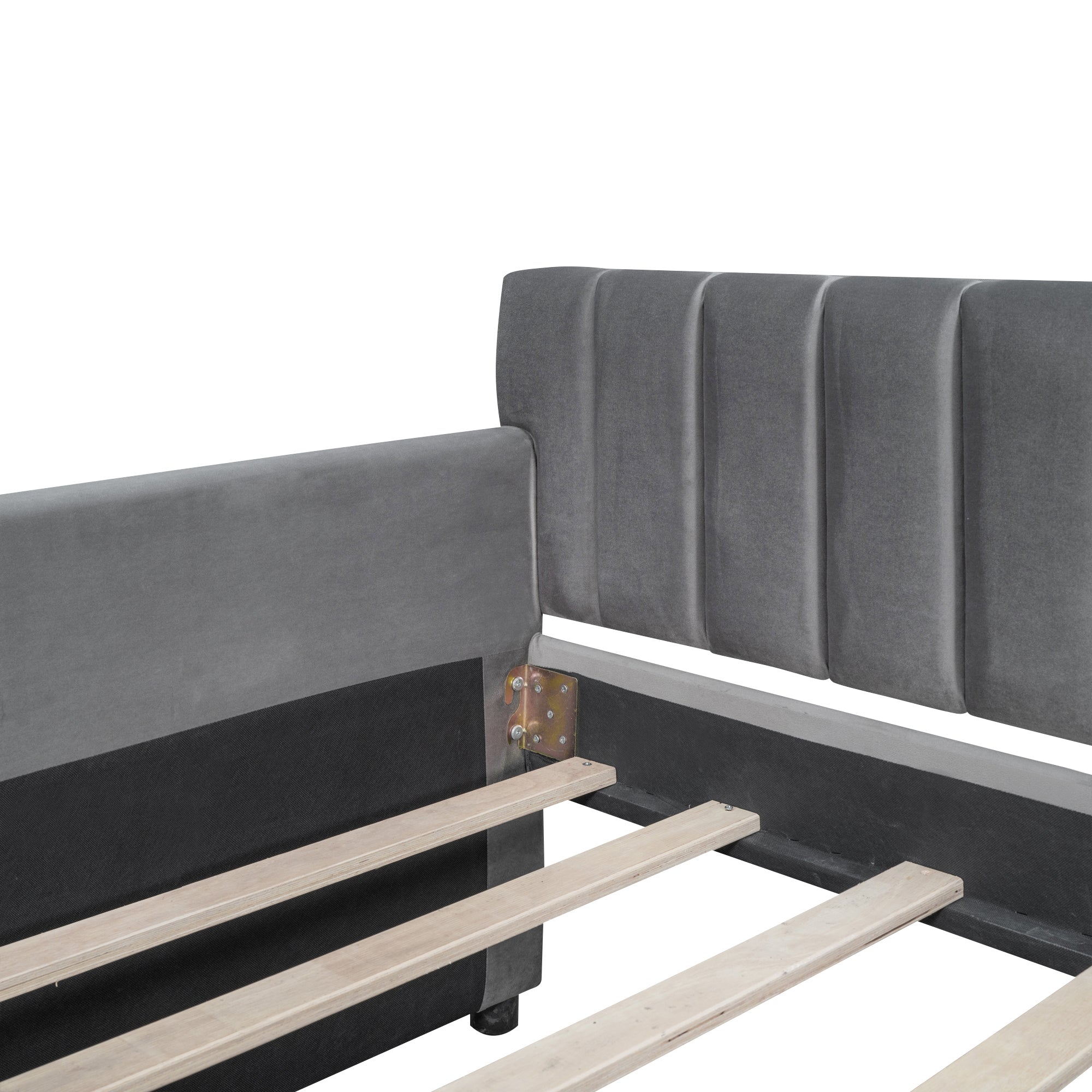 Raya Gray Velvet Twin Daybed with Storage Drawers