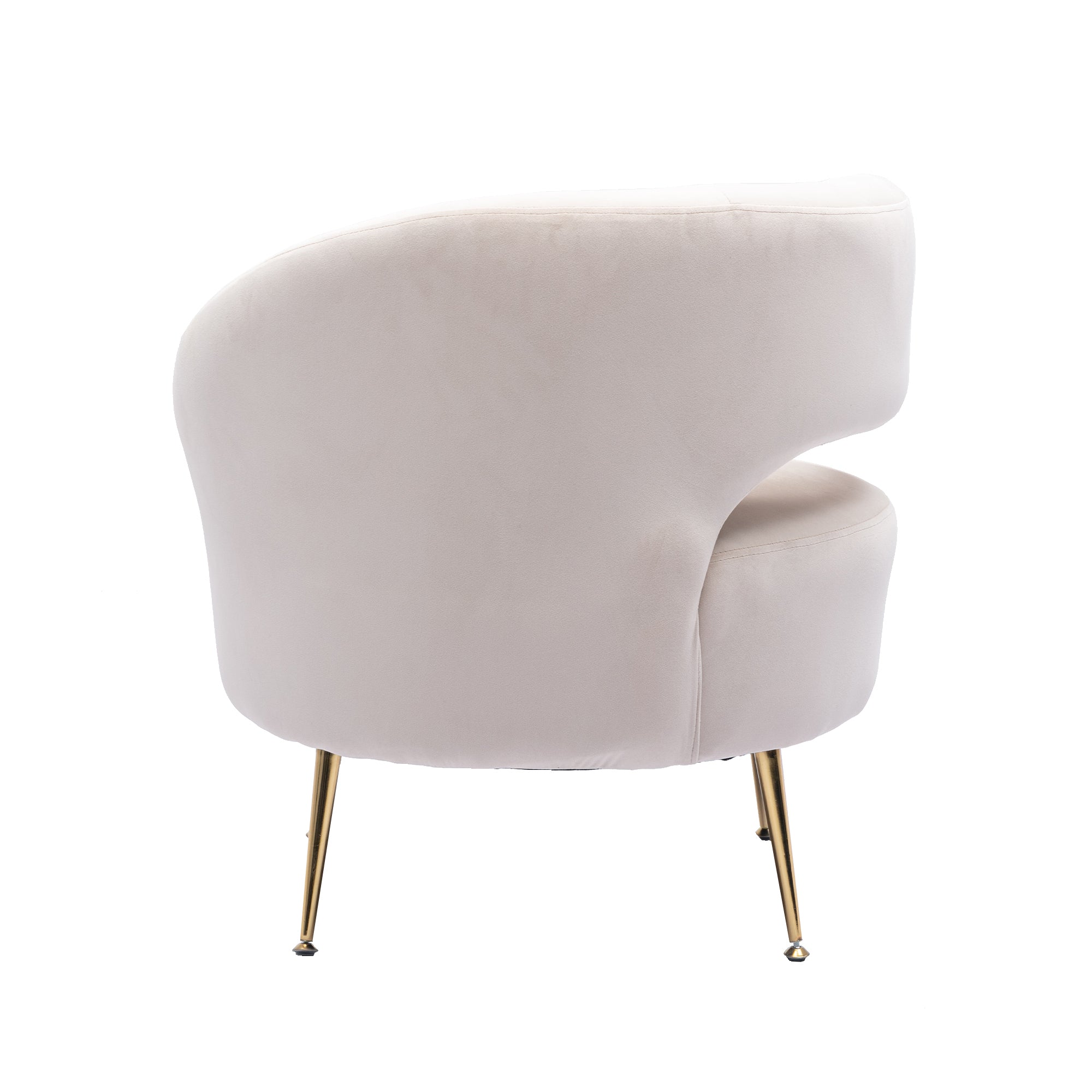 Joyce Beige Polyester Accent Chair With Gold Finish Metal Legs