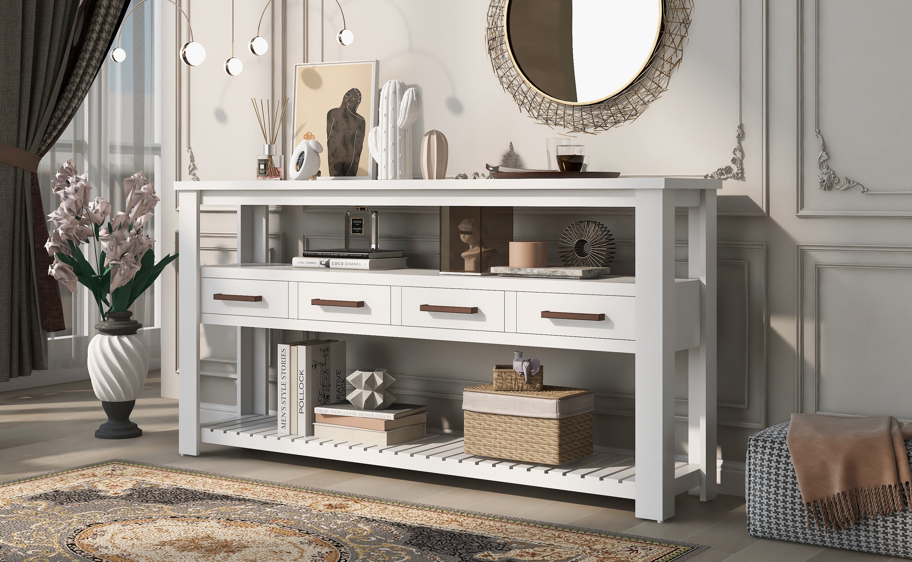 Walden 62" Entryway Accent Cabinet Console Table Sideboard