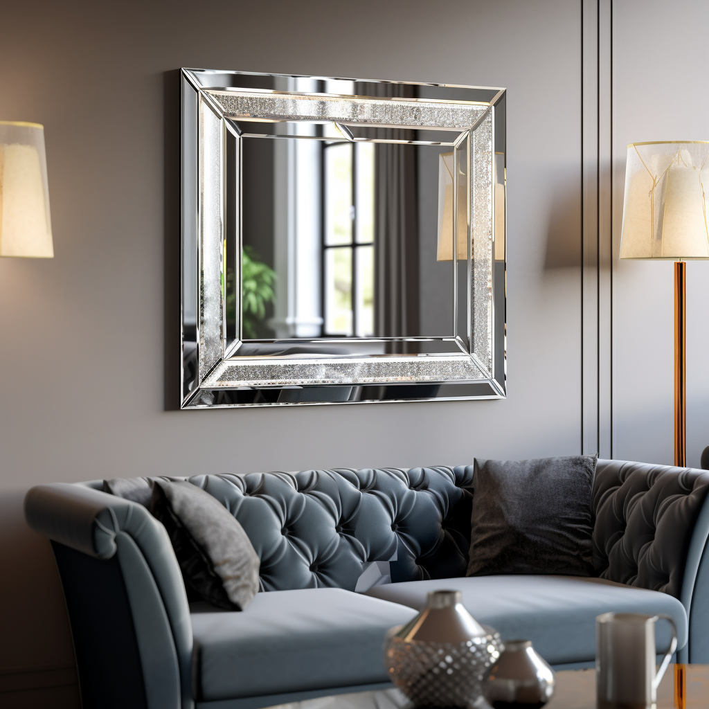 32"x24" Crystal Inlay Glamorous Rectangle Wall HD Mirror