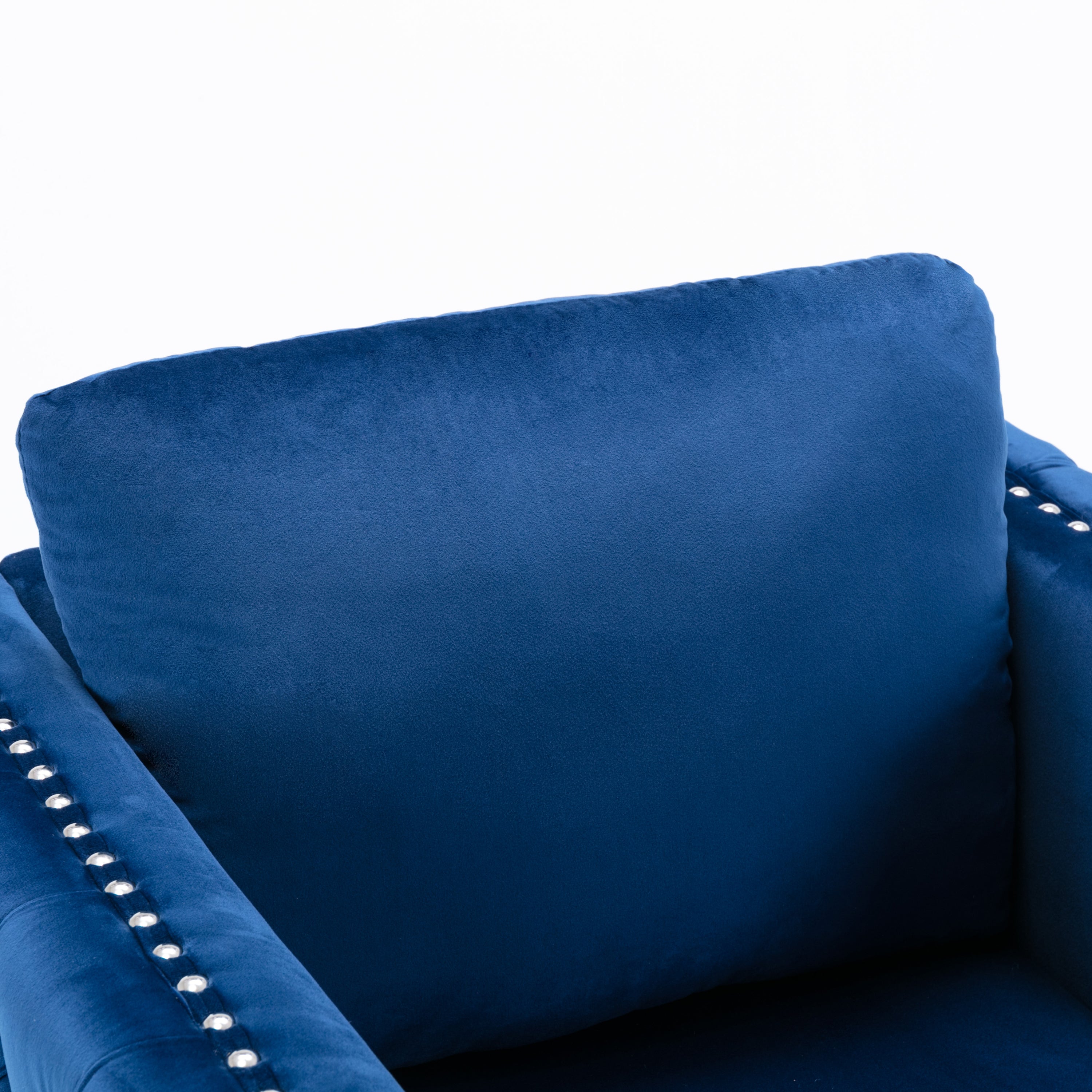 Modern Blue Velvet Armchair Tufted Button Accent Chair