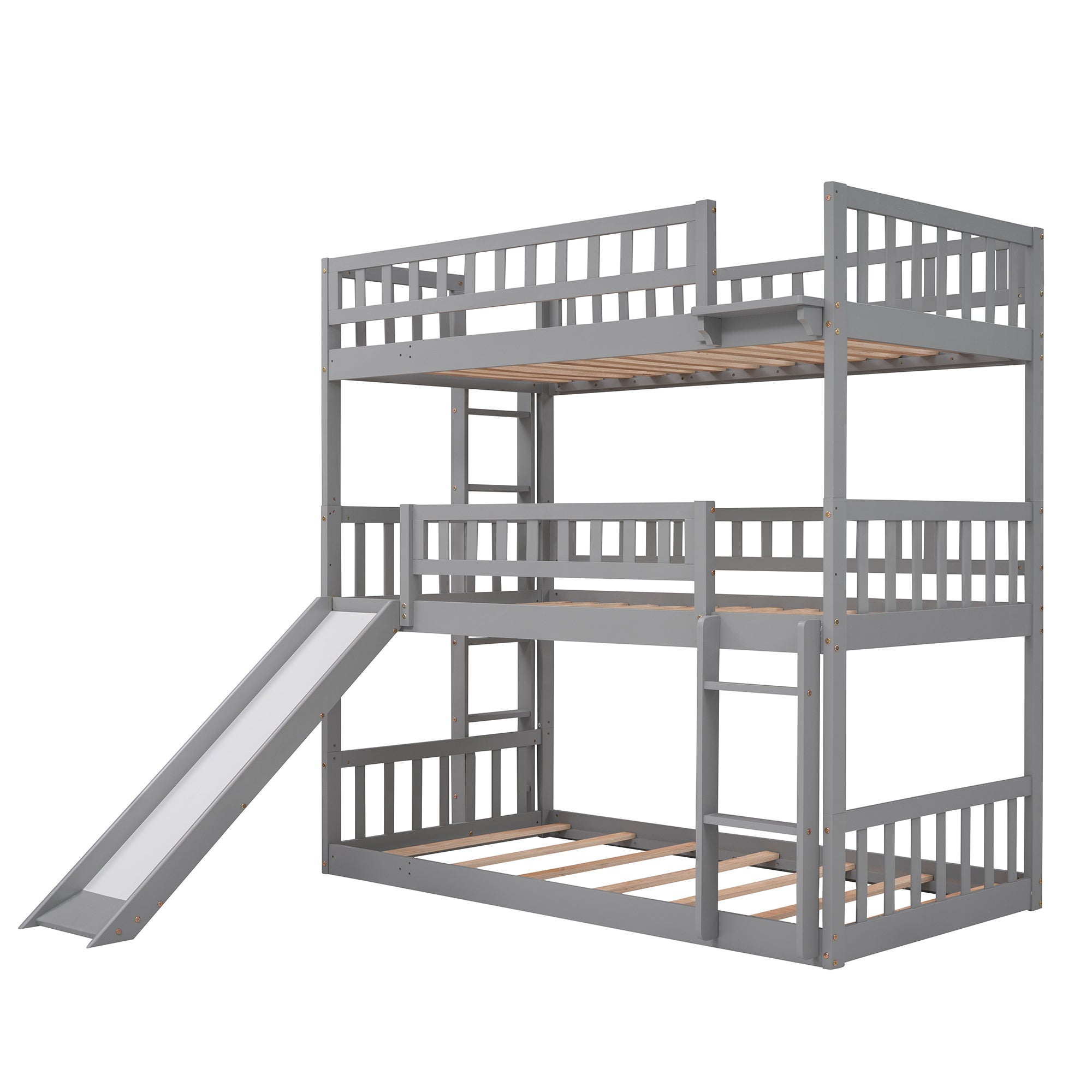 Alice Gray Solid Wood Twin Convertible Triple Bunk Bed
