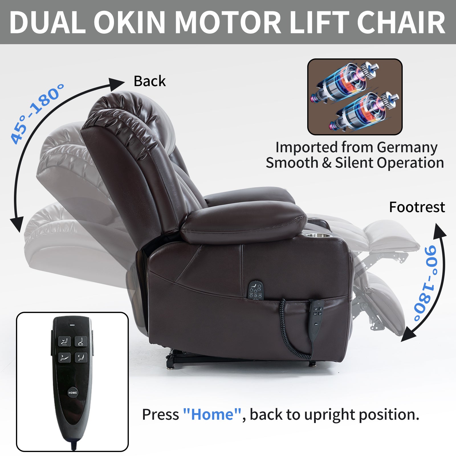 Samuel Faux Leather Power Lift Recliner Chair with Massage and Lumbar Heating