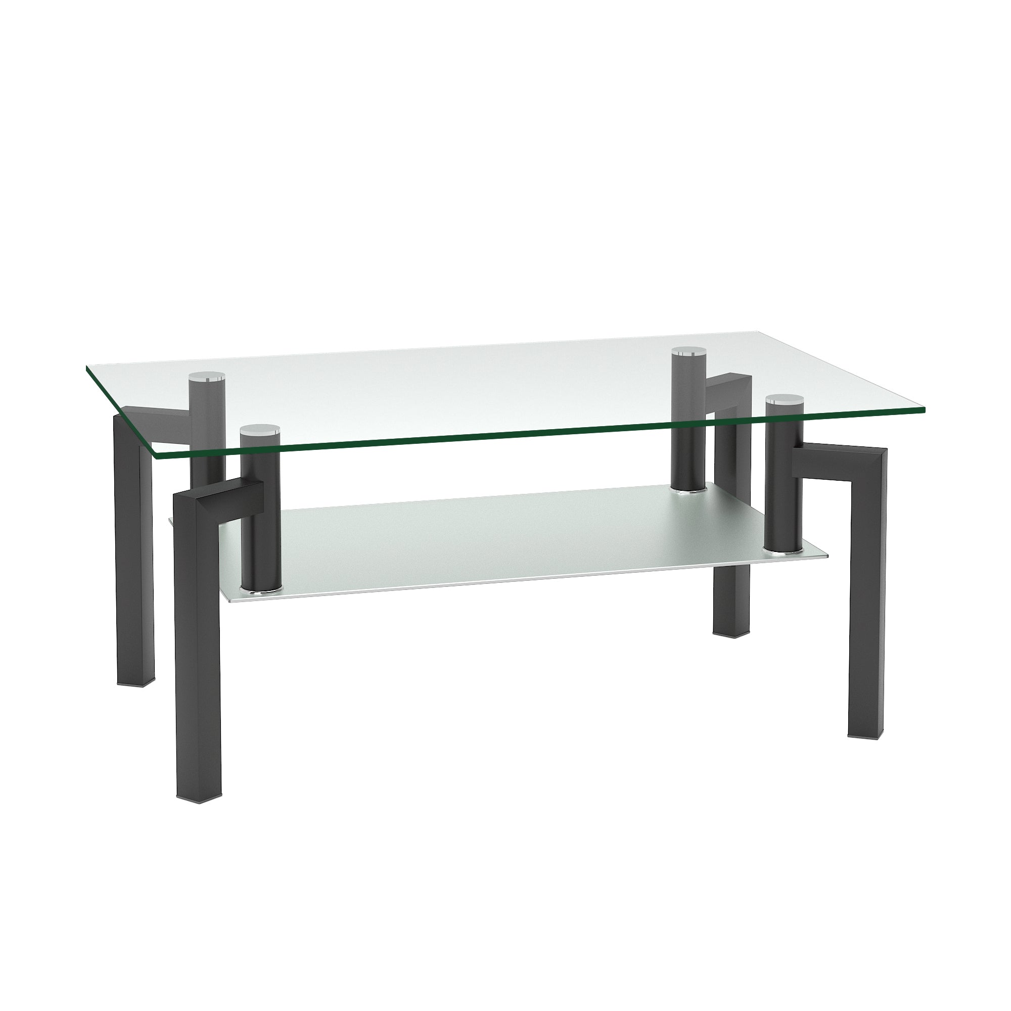 Ricco Rectangle Glass Coffee Table with Black Metal Frame