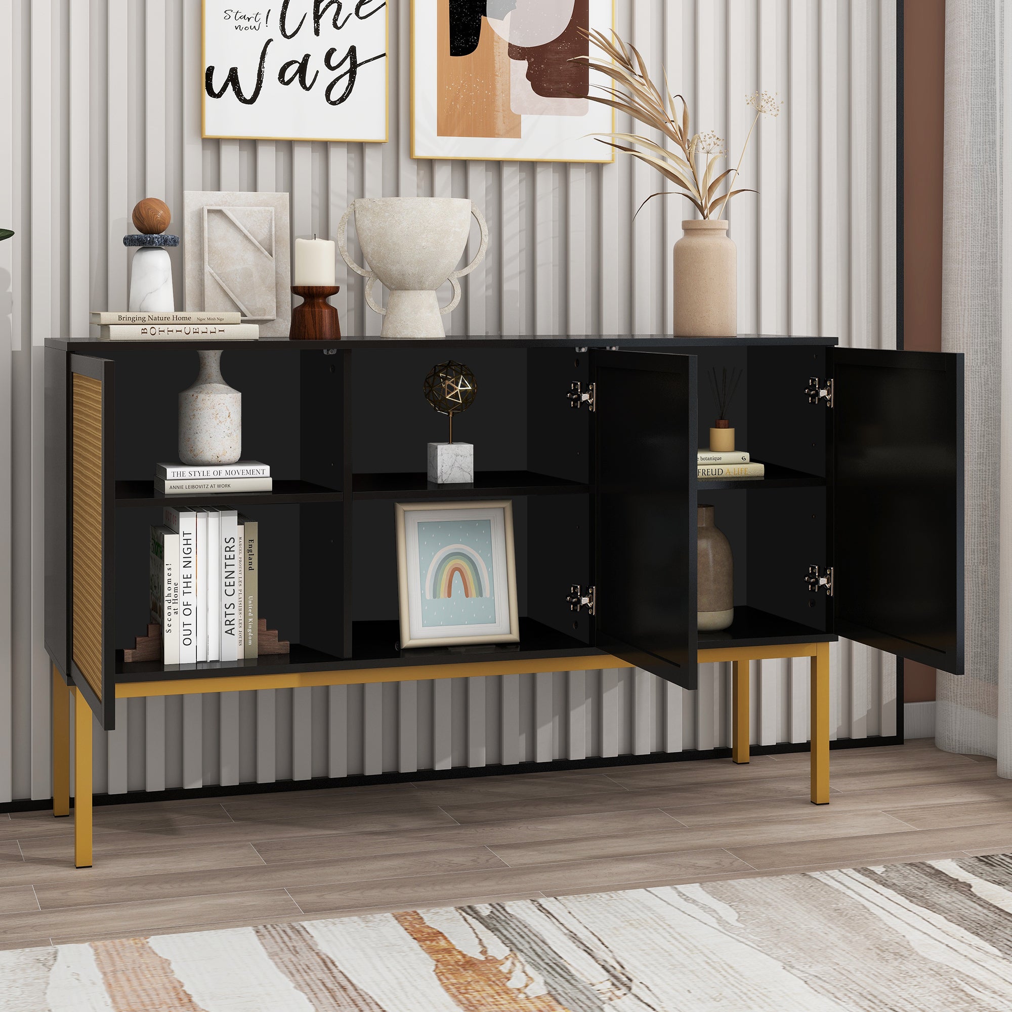 53.90" Entryway Storage Accent Cabinet Console Table Sideboard