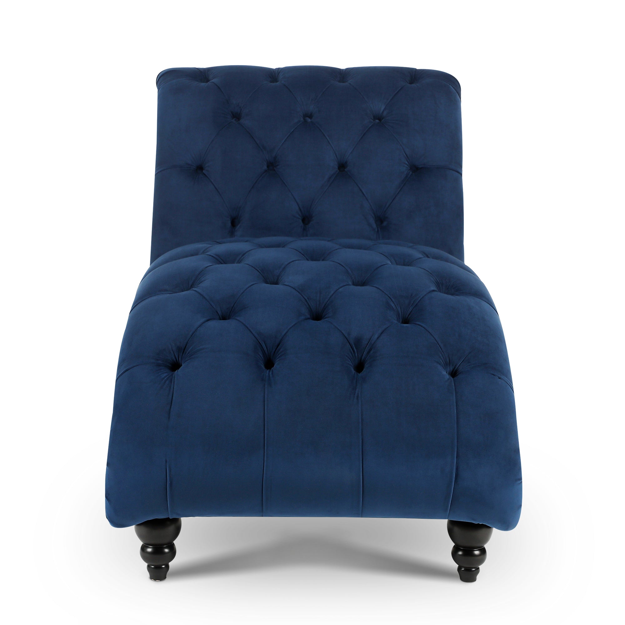 Madison Blue Velvet Tufted Cushion Chaise Lounge with Nailhead Trim
