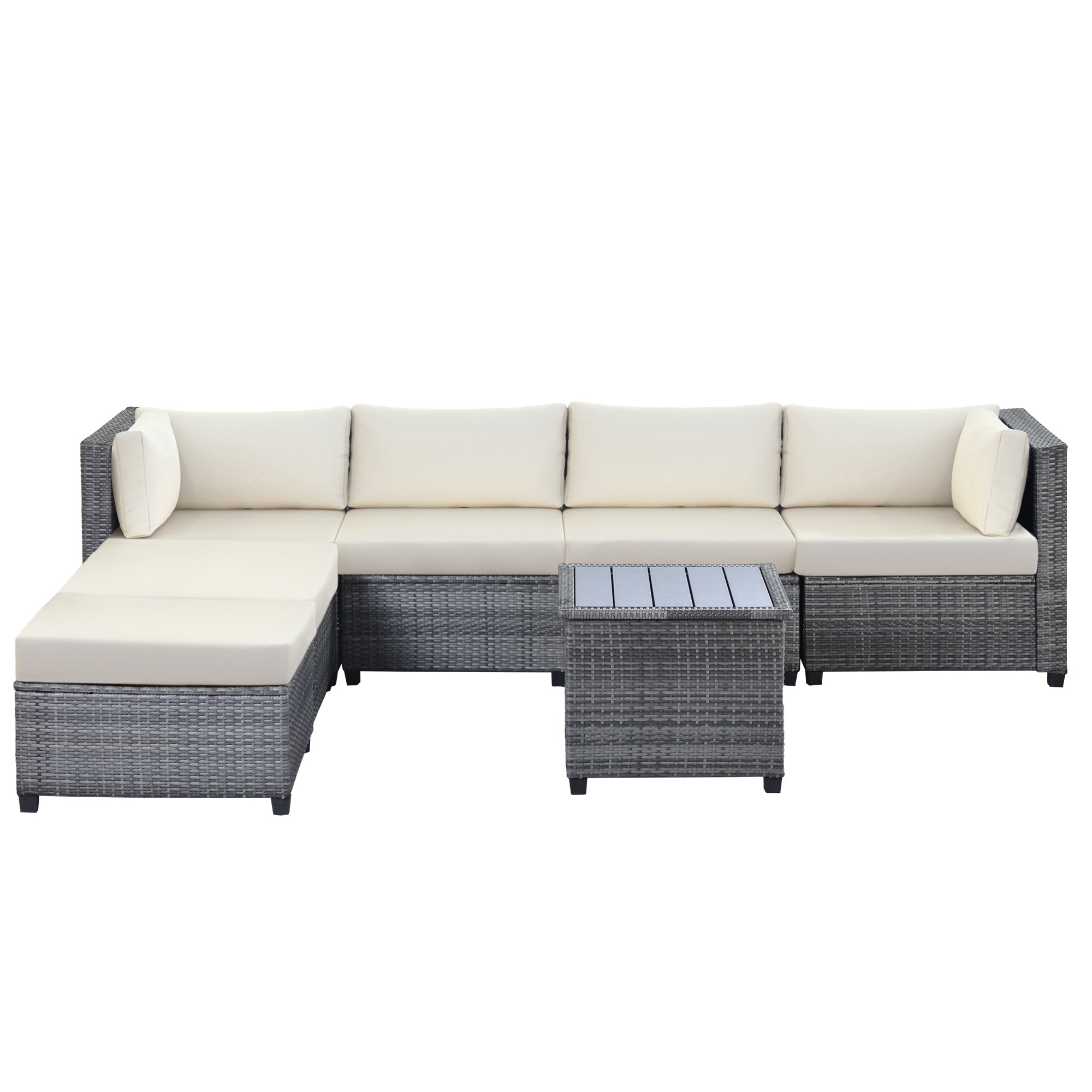 Biscayne 7-Pieces Modular Outdoor Patio Sectional with Coffee Table