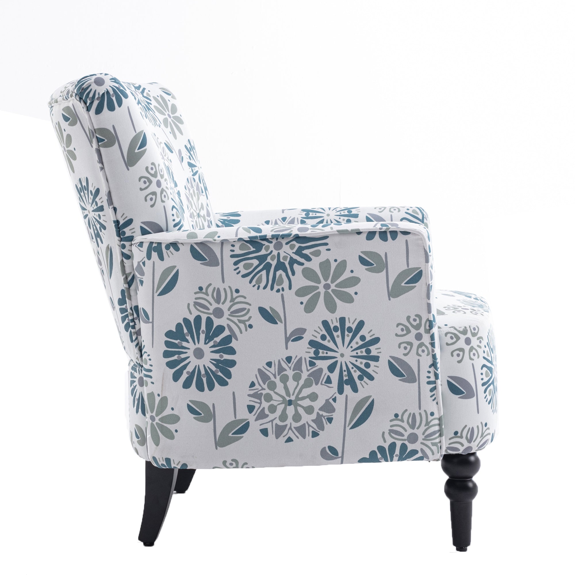 Charlotte Floral Pattern Linen Accent Armchair