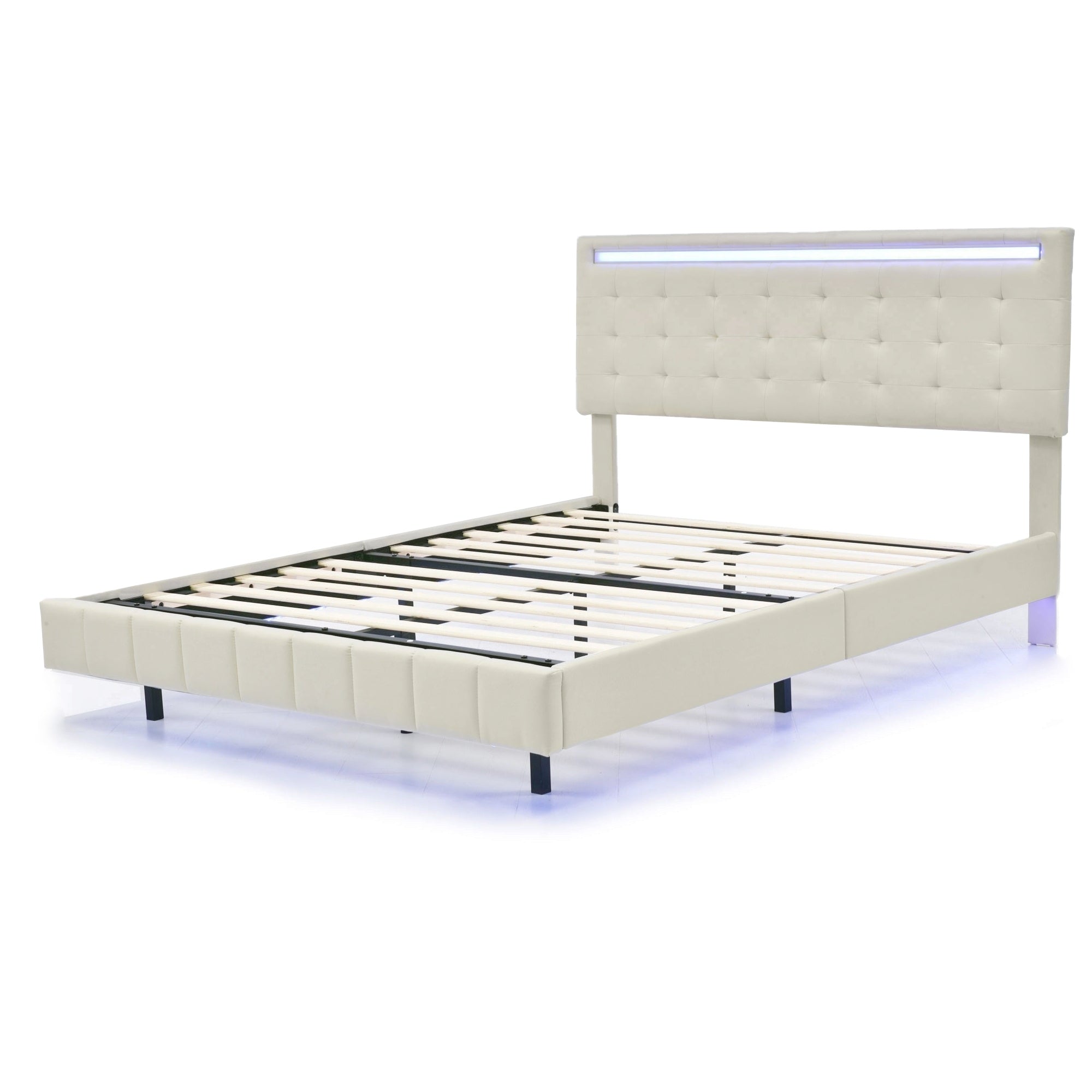 Riccardo Queen Floating Platform Bed with LED Light and USB Charge