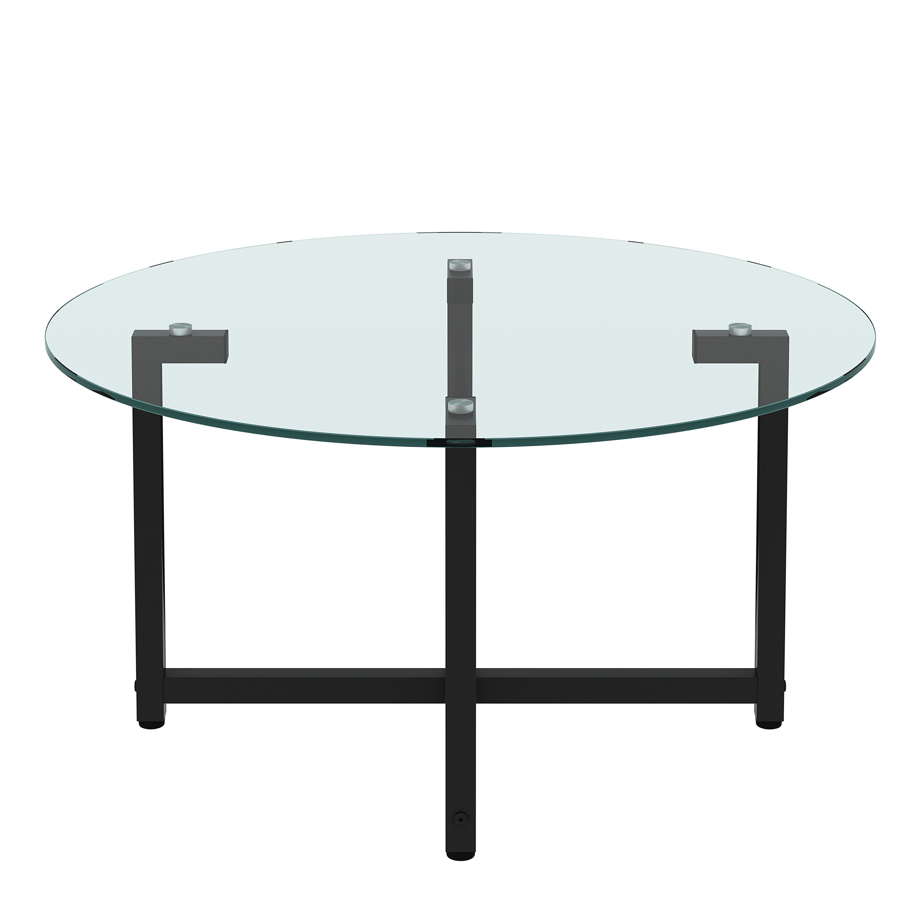 35.5" Round Clear Tempered Glass Coffee Table