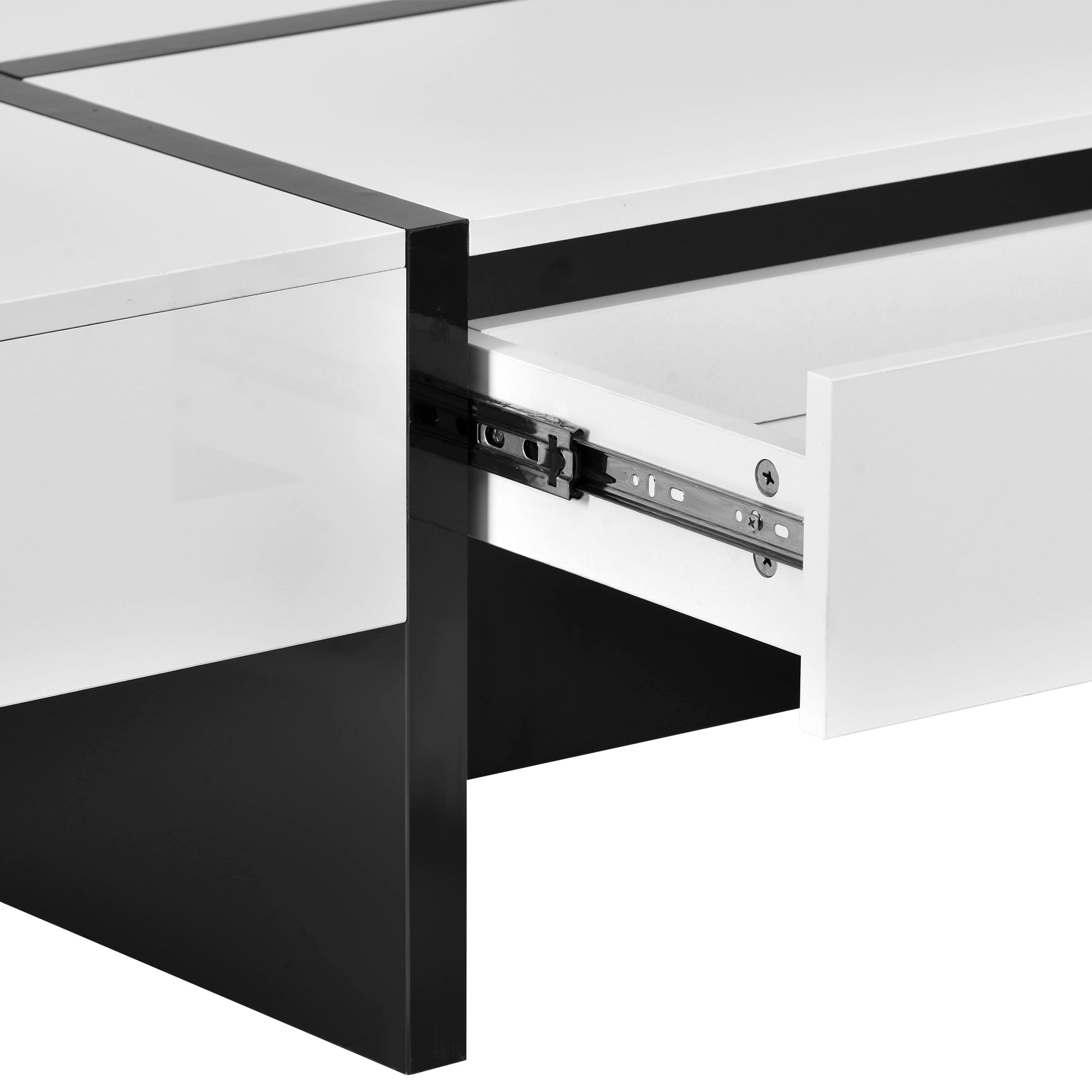 45.20" Modern Rectangle White High Glossy Coffee Table with Black Trim Line Design