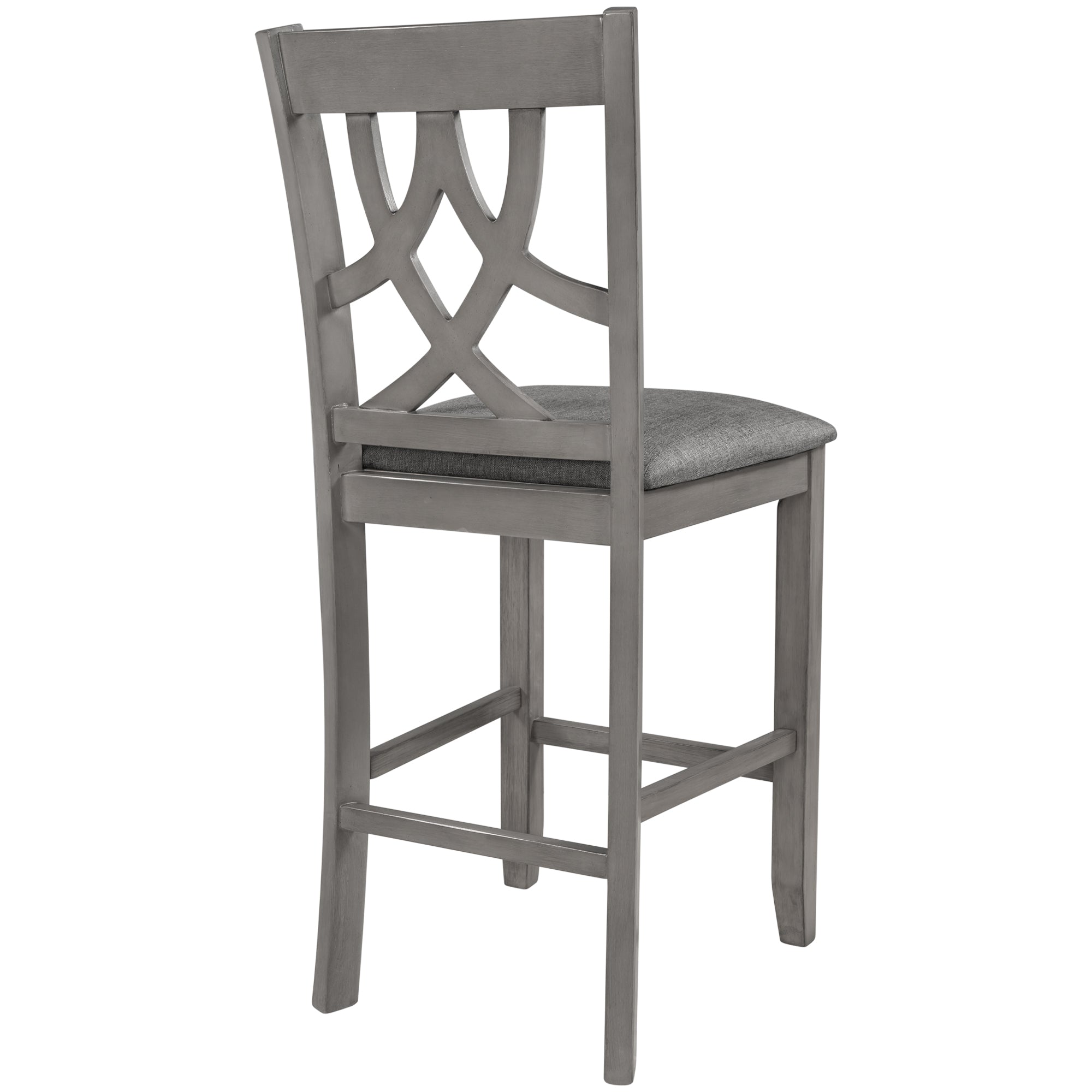Set of 2 Pieces Gray Solid Wood Counter Height Stools