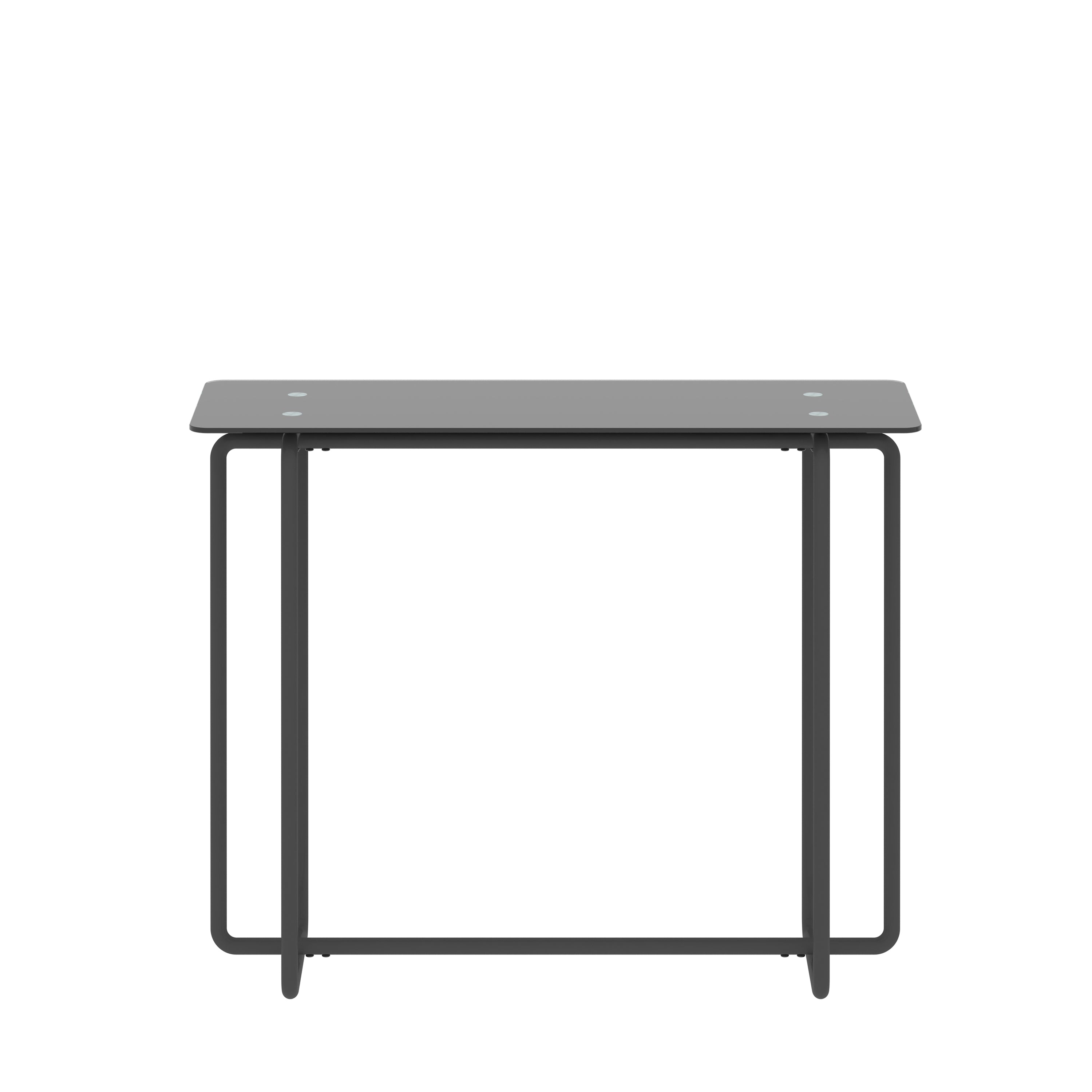 Black Tempered Glass Console Table with Black Metal Frame