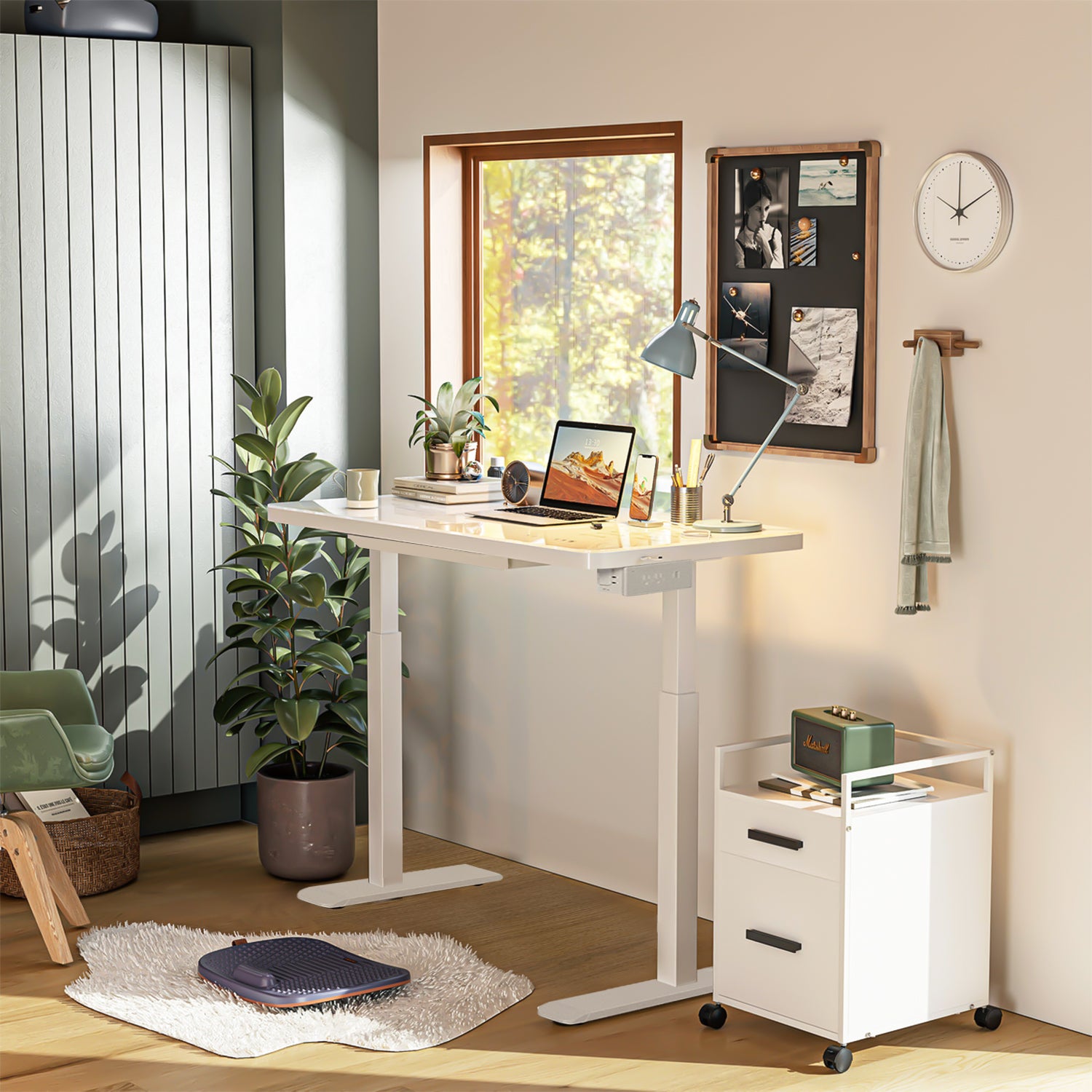 Smart Electric White Frosted Glass Top Standing Desk