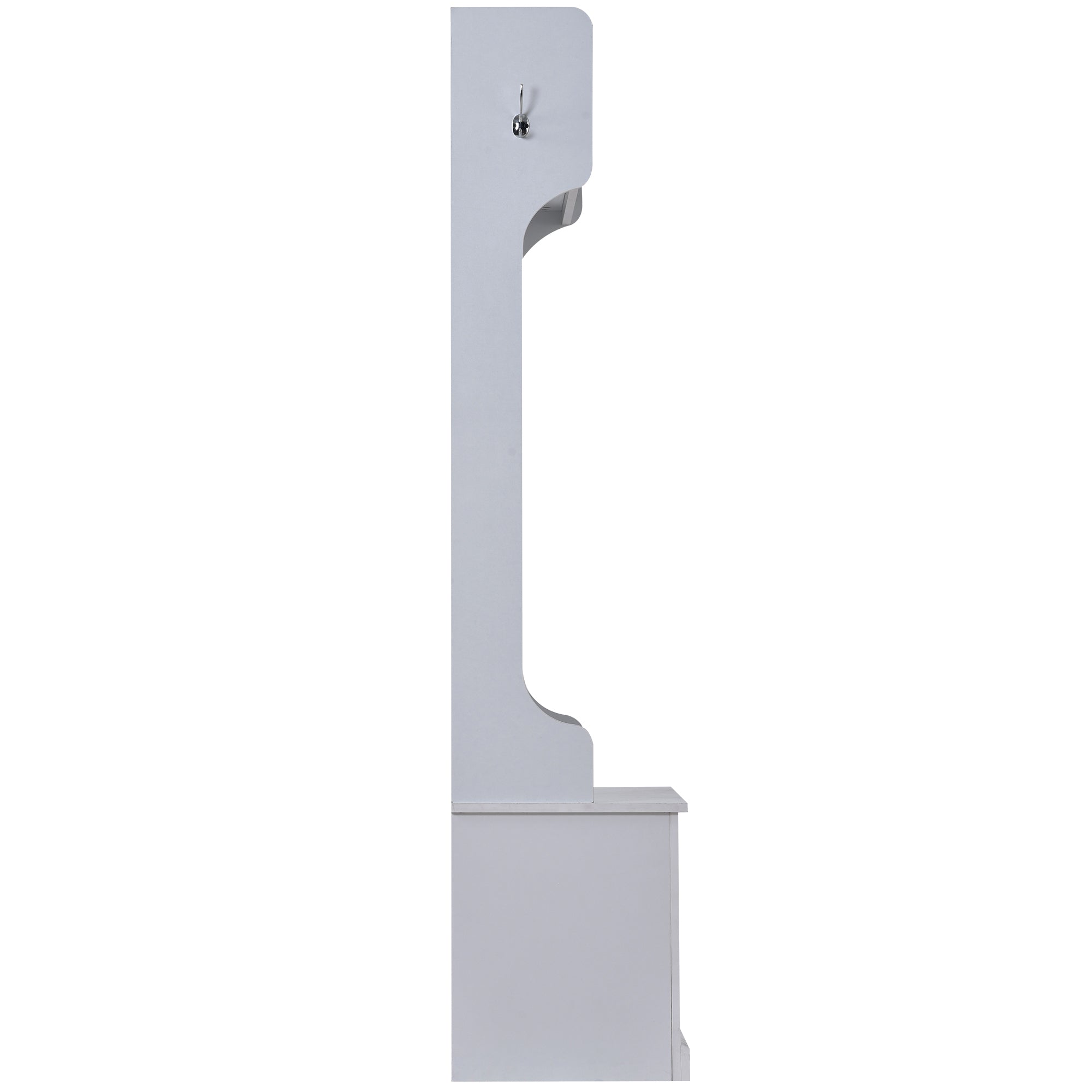 39.40" Wide White Standing Coat Rack With Storage and Seating Bench