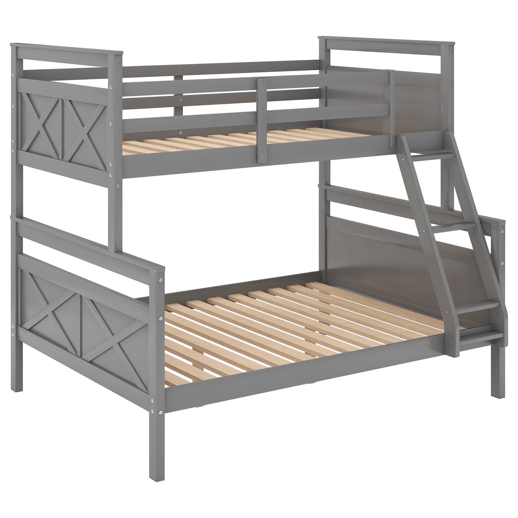 Stella Gray Wood Twin over Full Convertible Bunk Bed with ladder