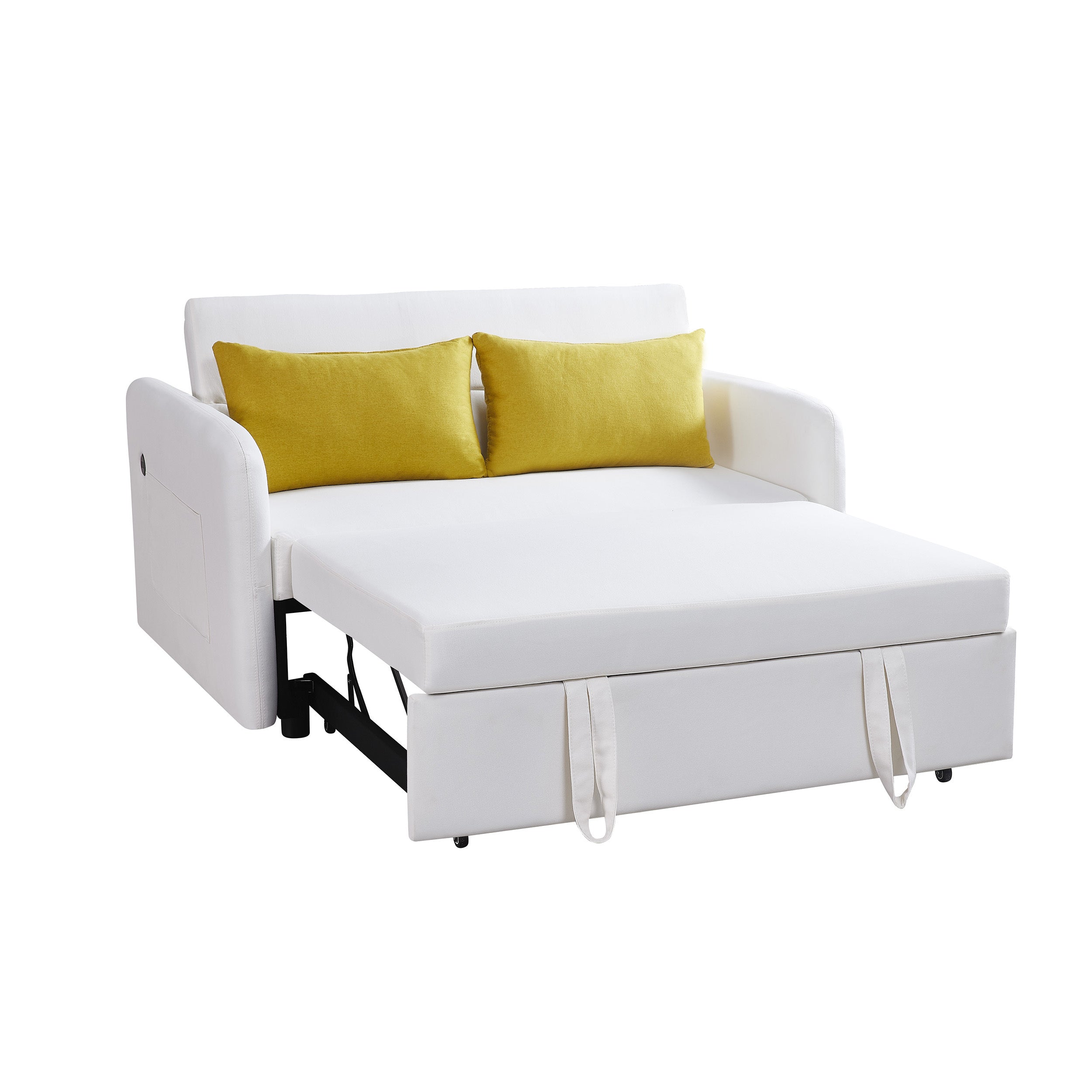 Jake Cream Linen Convertible Twin Sofa Bed Sleeper