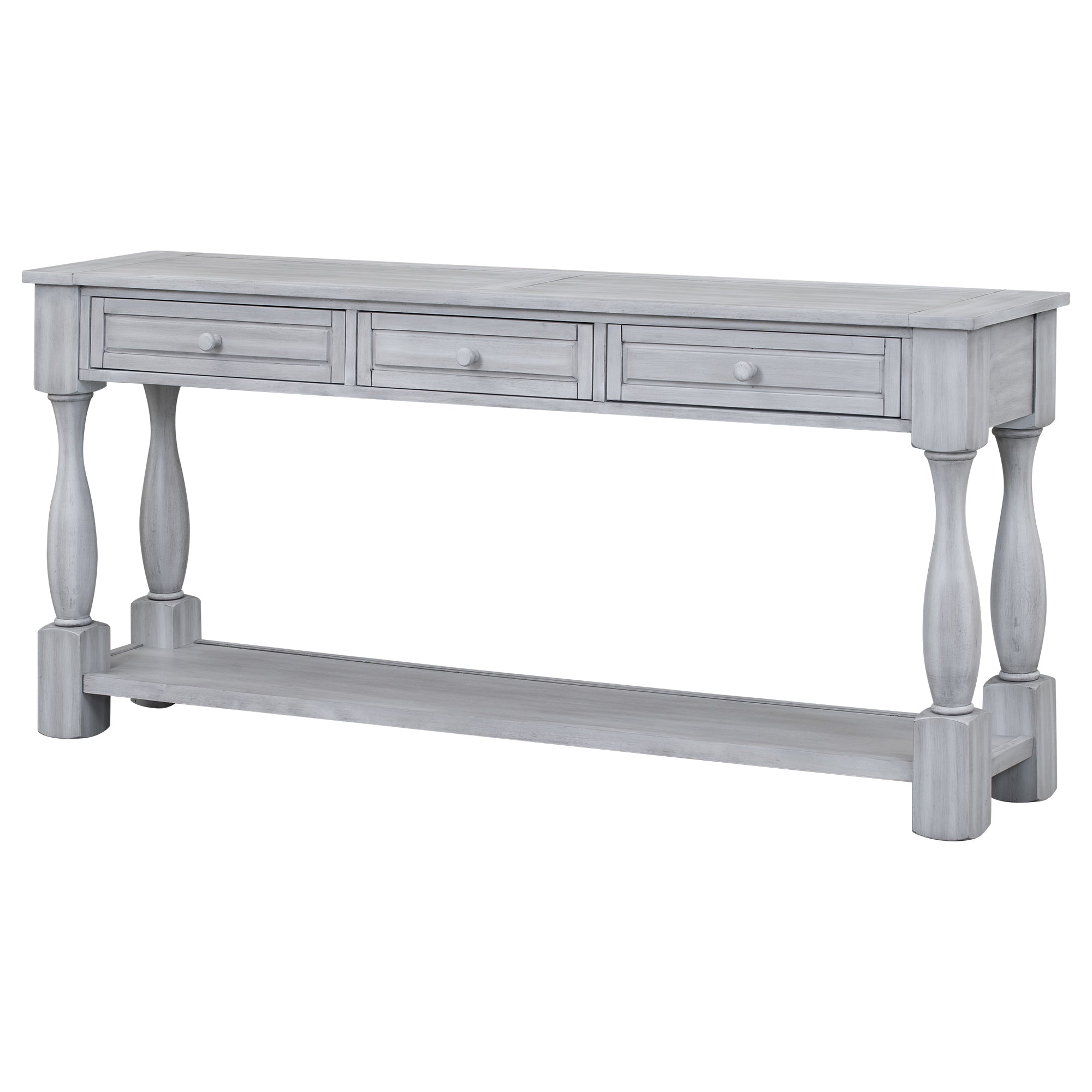 64" Console Entryway Table, Sideboard, Light Gray Color