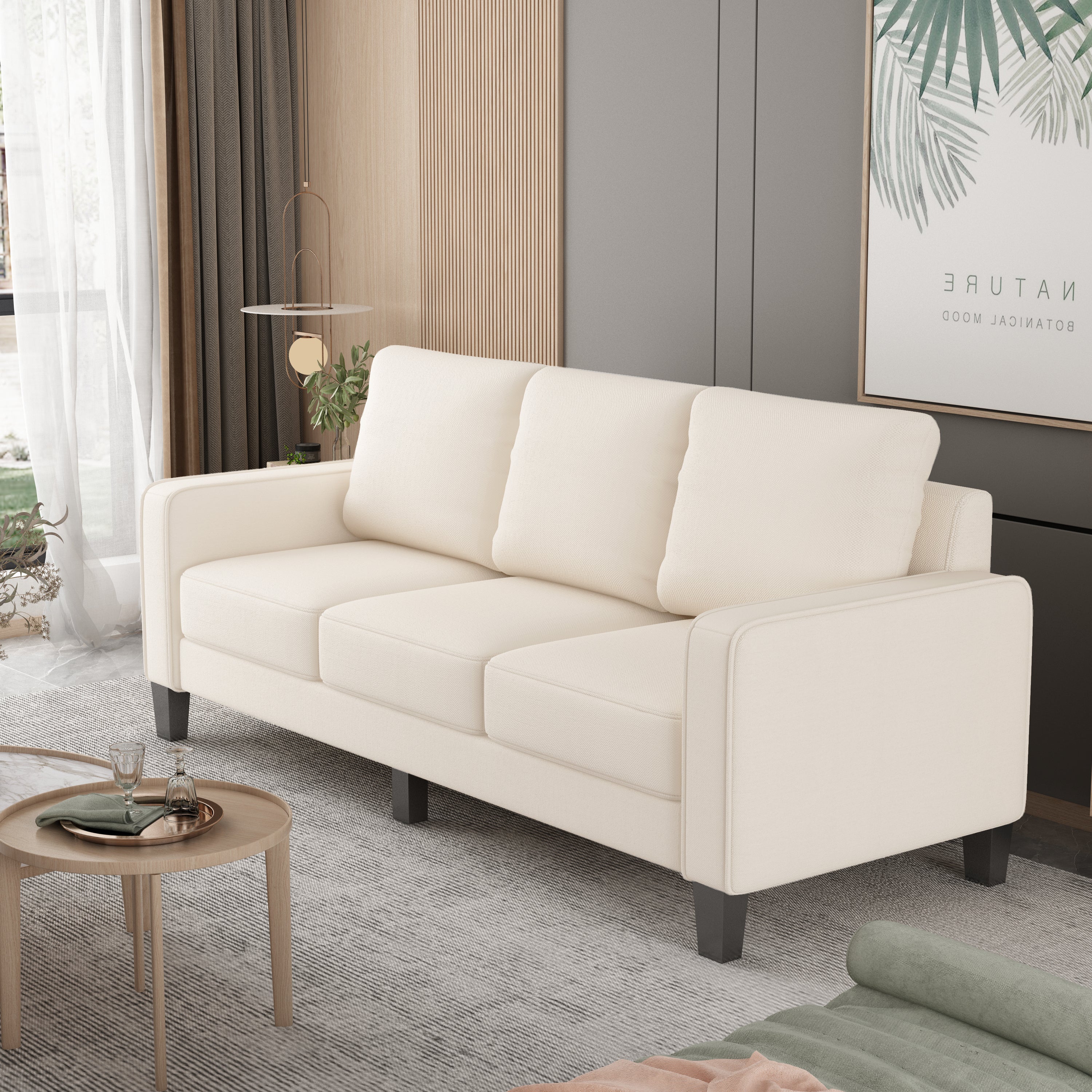 Amari 75" Beige Linen Sofa