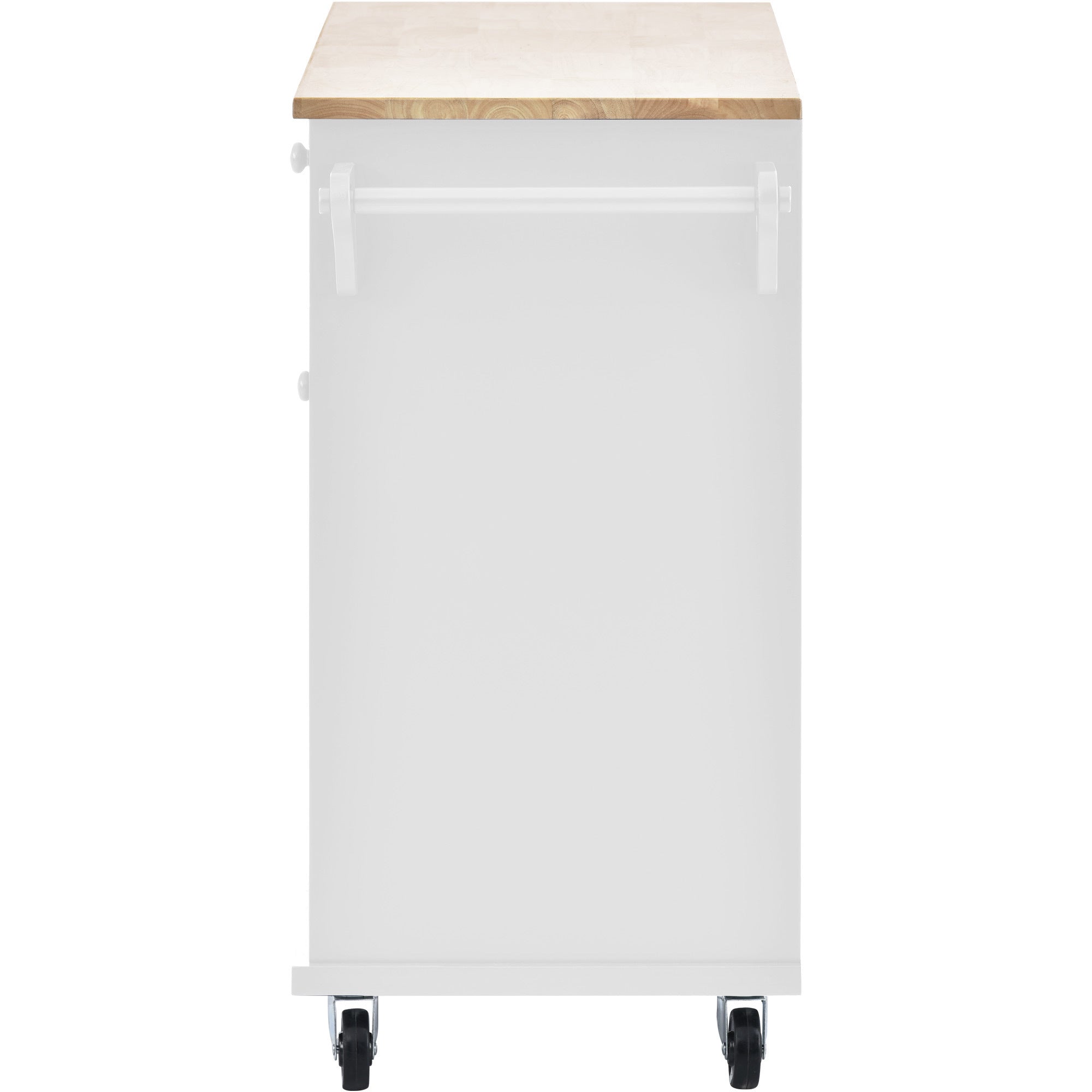 50.80" White Rolling Kitchen Island Cart with Storage Cabinet and Solid Wood Top