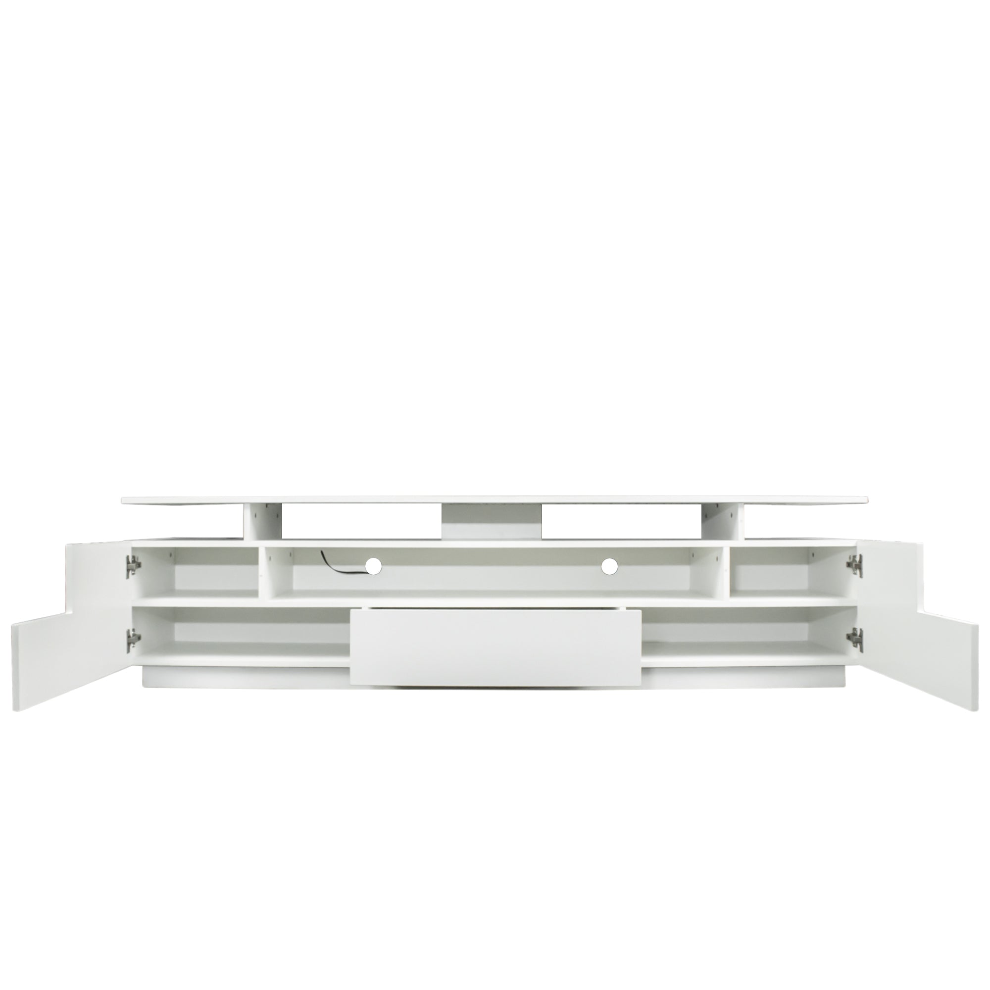76.77" Modern White TV Stand  for TV up to 86", 20 Colors LED TV Stand w/Remote Control Lights