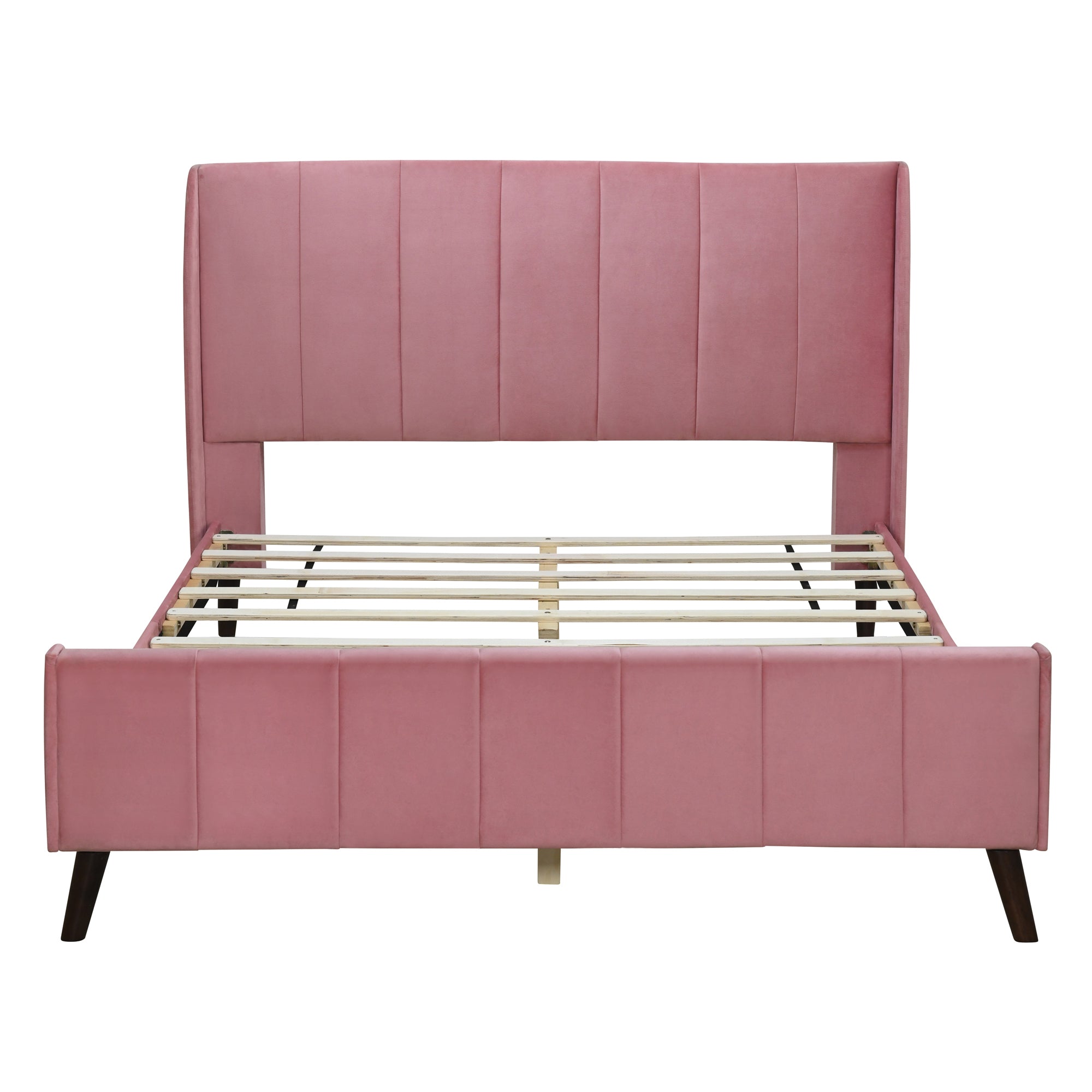 Layla Pink Velvet Queen Platform Bed