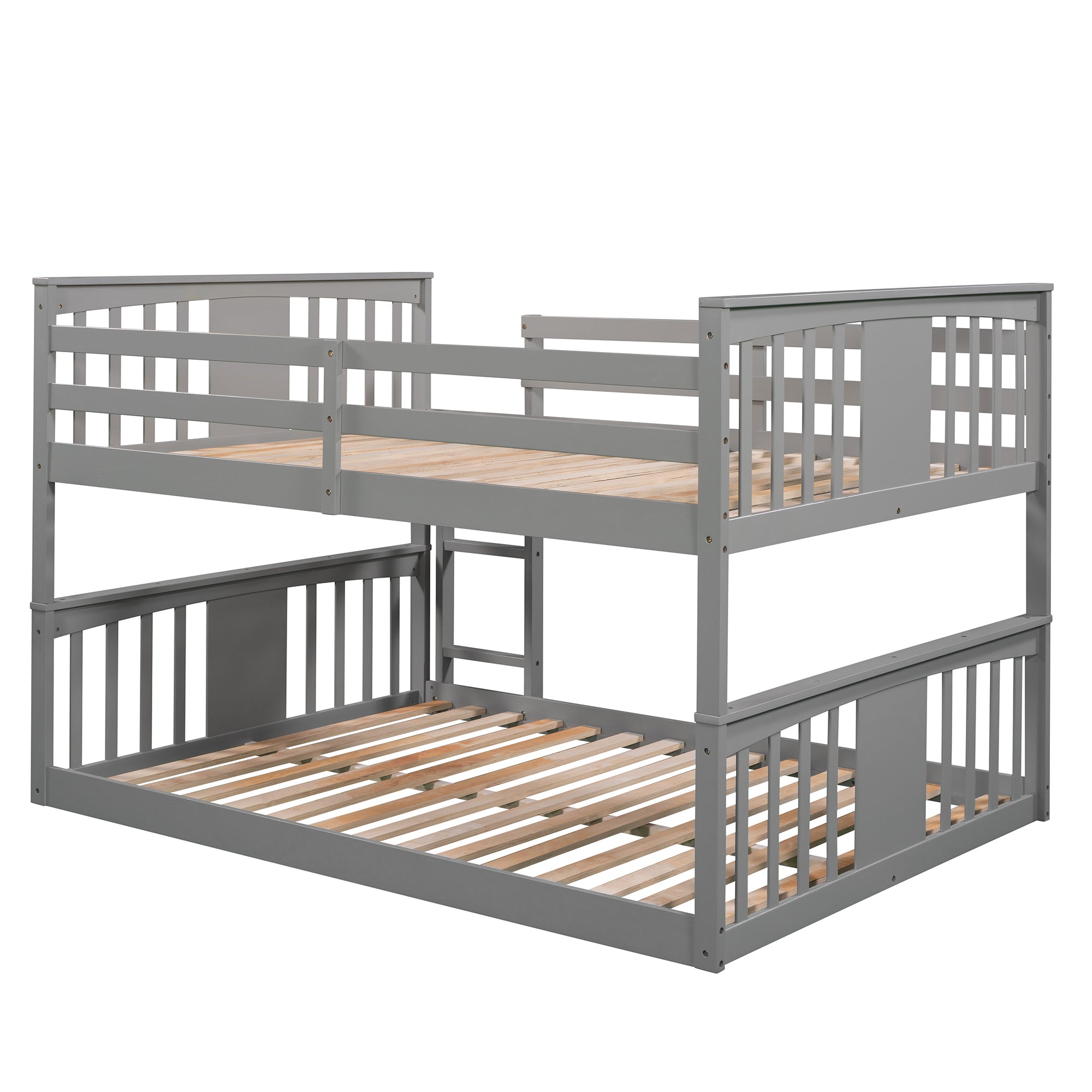 Karl Gray Solid Wood Full Over Full Bunk Bed with Ladder