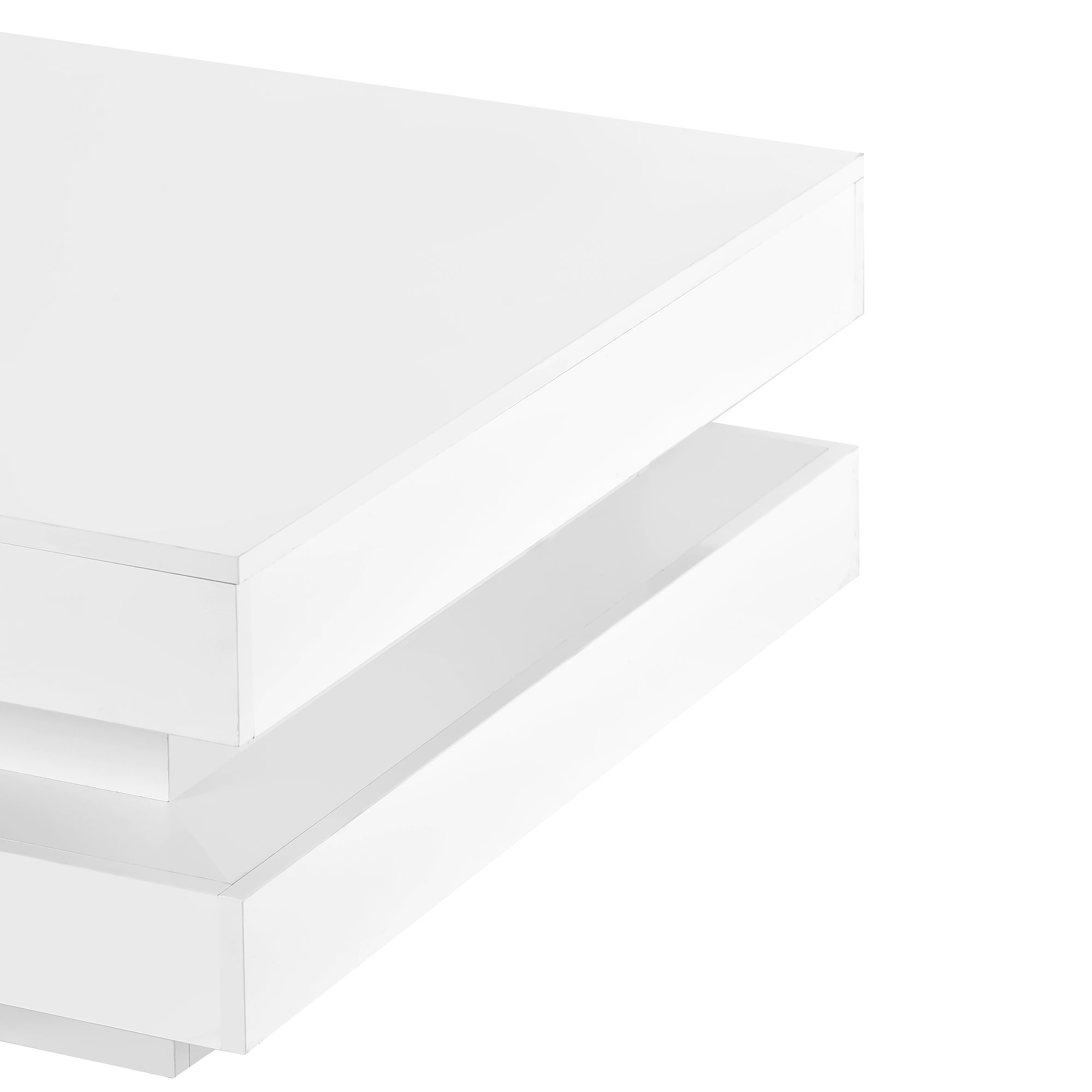 31.5" X 31.5" White High Gloss Coffee Table with LED Light